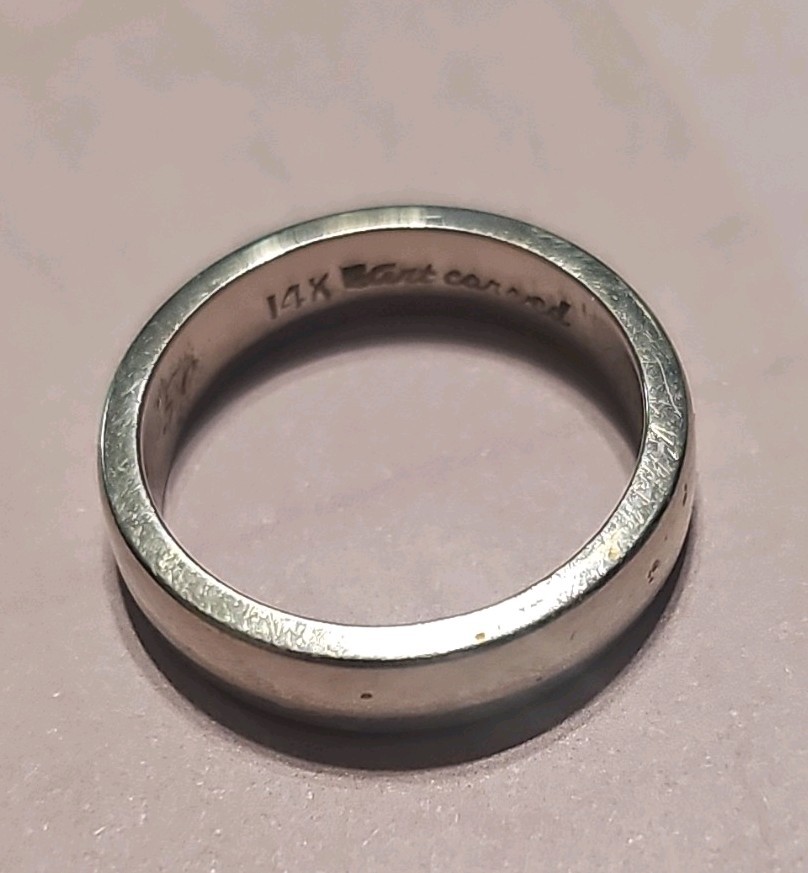 14K White Gold Engraved Wedding/Anniversary Band Ring 4mm Size 29.50