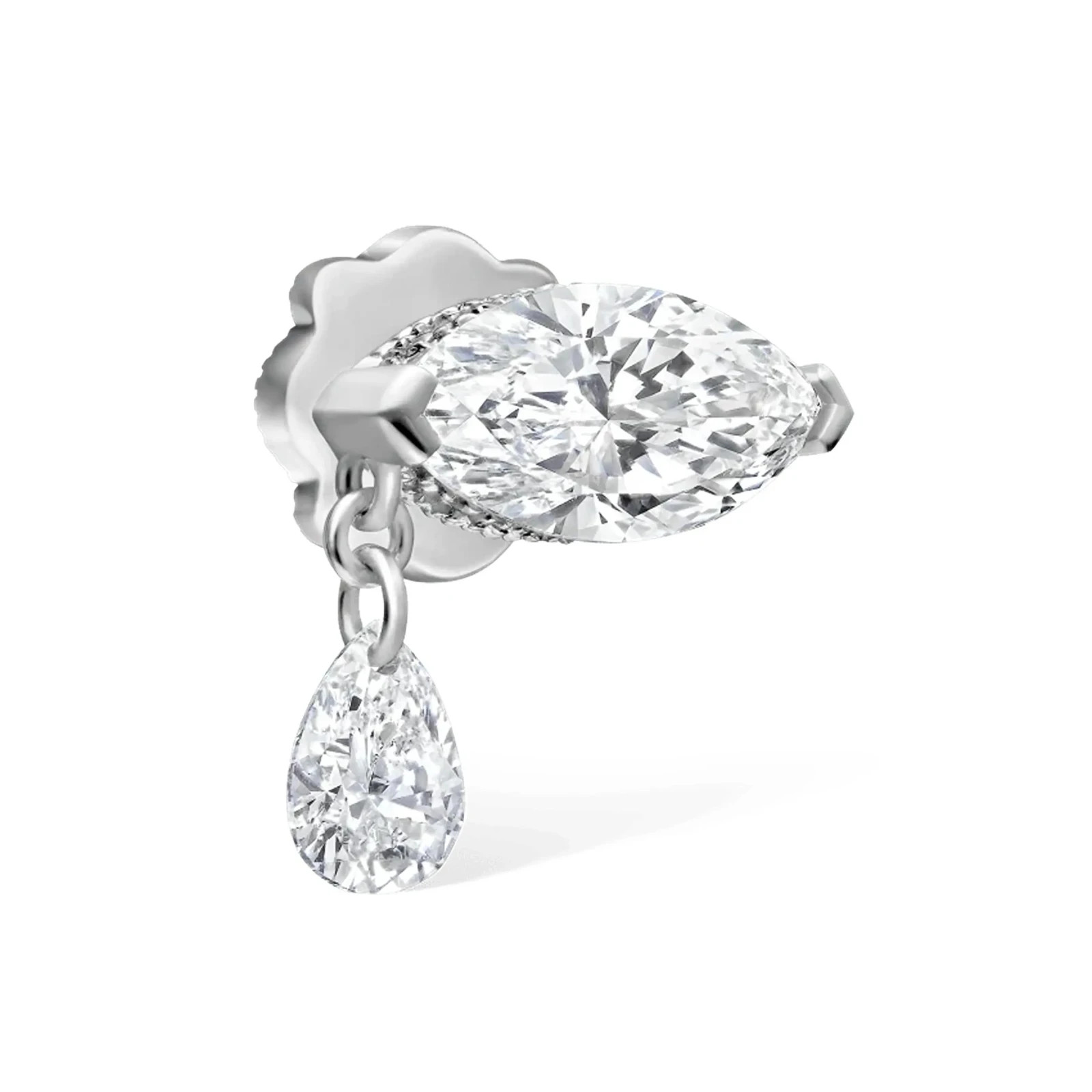 925 Sterling Silver Marquise Pear Moissanite Drop Stud Earrings