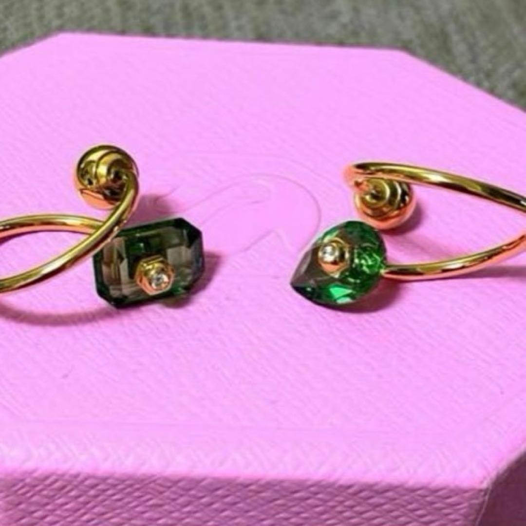 Swarovski Numina Asymmetric Green Earrings Genuine Used Very Good