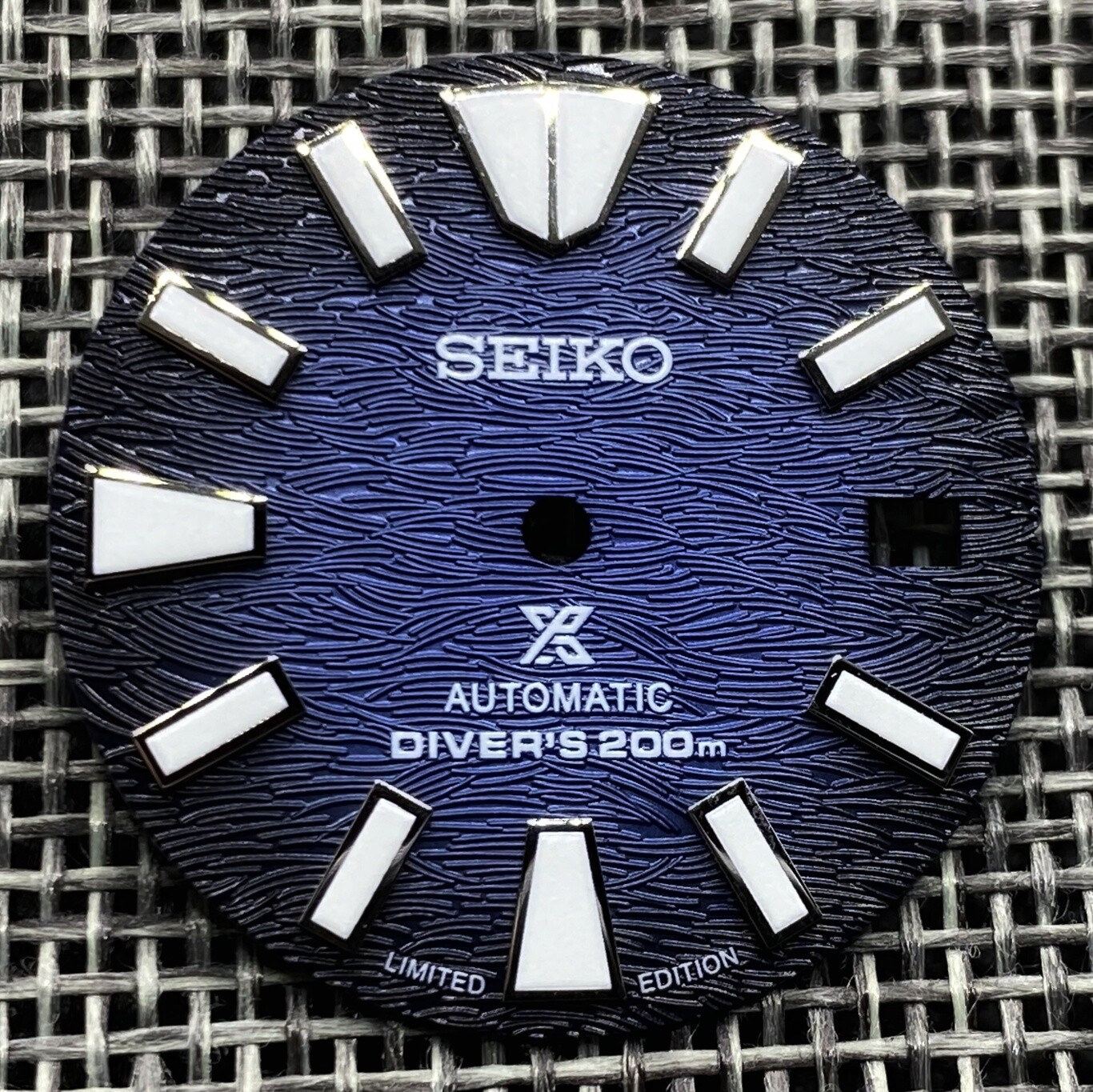New SAVE THE OCEAN DEEP BLUE SAMURAI DIAL DATE FOR SEIKO NH35 NH36 SKX007 w/Ring