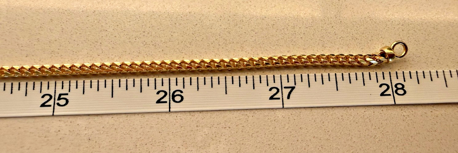 18K Solid Yellow Gold Franco Curb link chain…28 inches…2.5mm..30 grams…NEW!