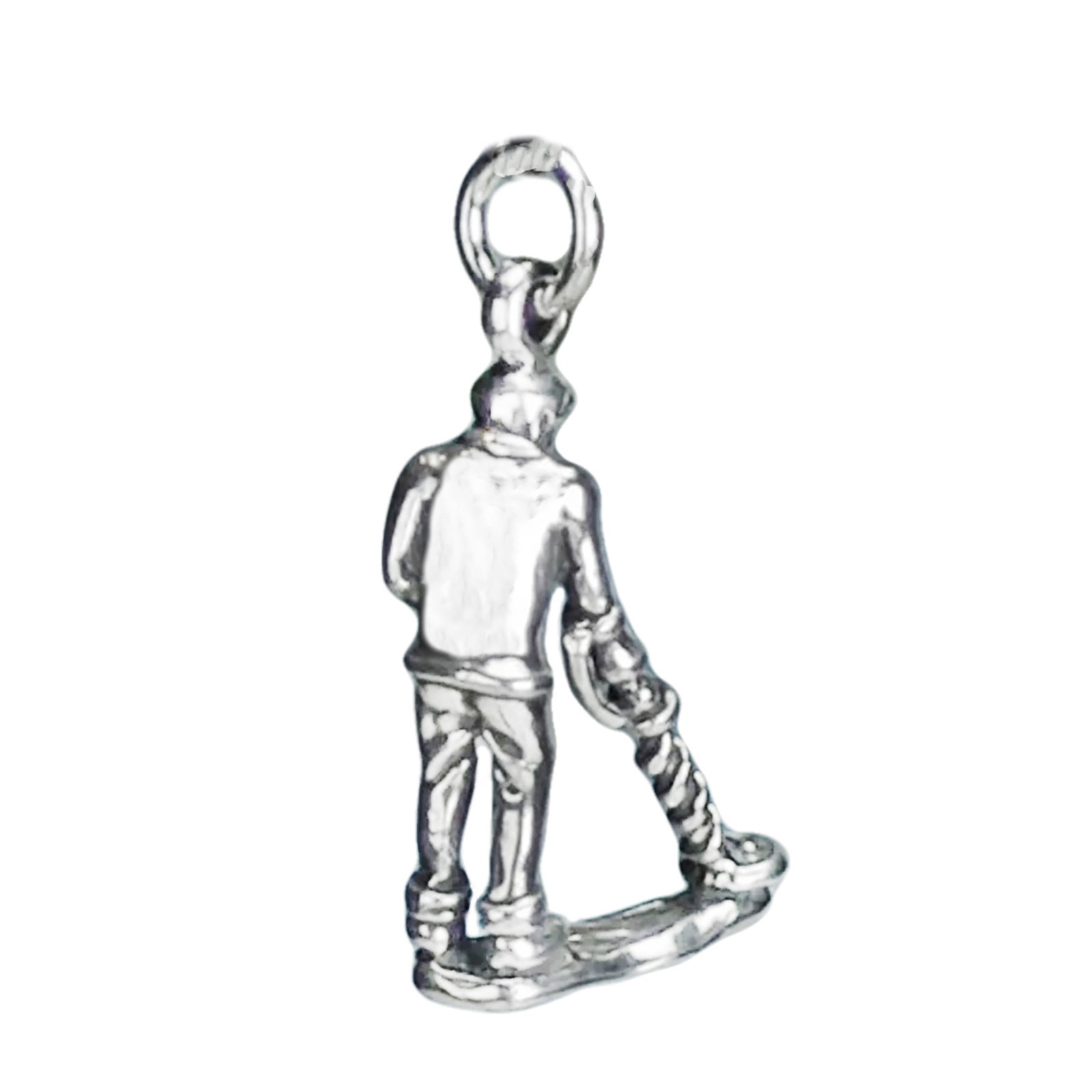 Treasure Hunter with Metal Detector 3D 925 Sterling Silver Charm Beachcomber