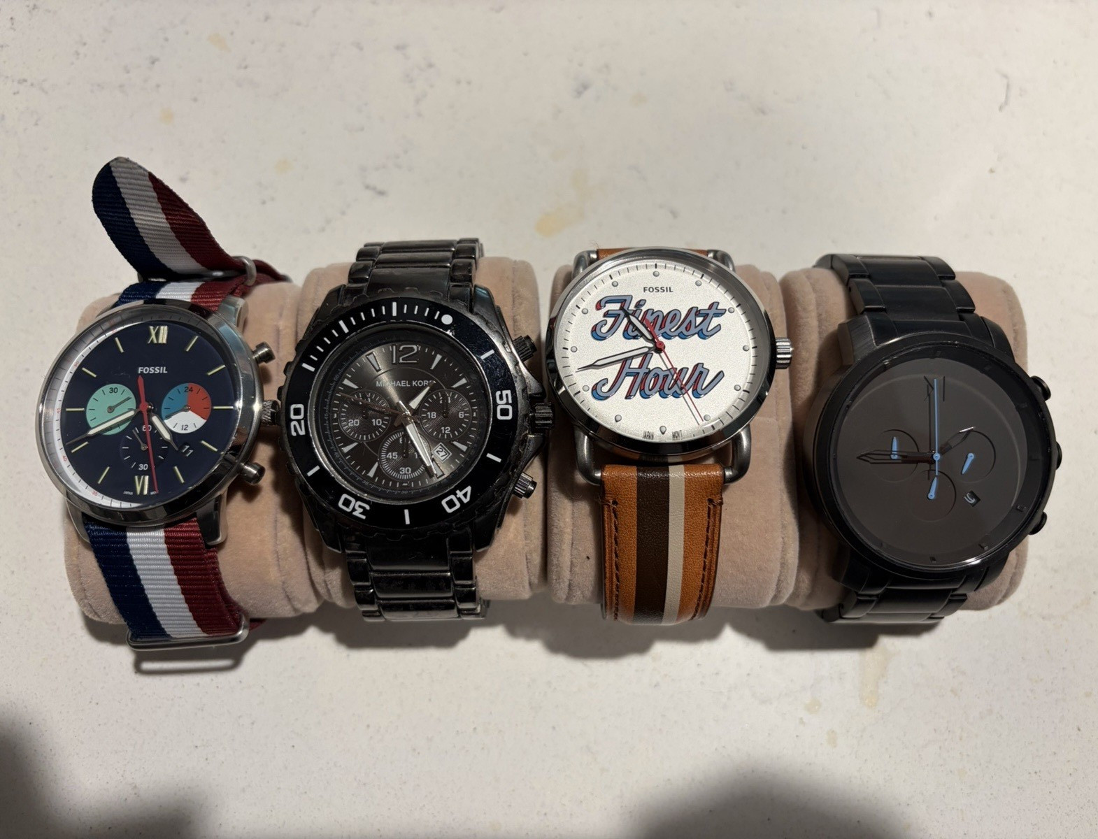 Fossil Men’s Wristwatch Lot of 4, Mixed Styles, As Pictured
