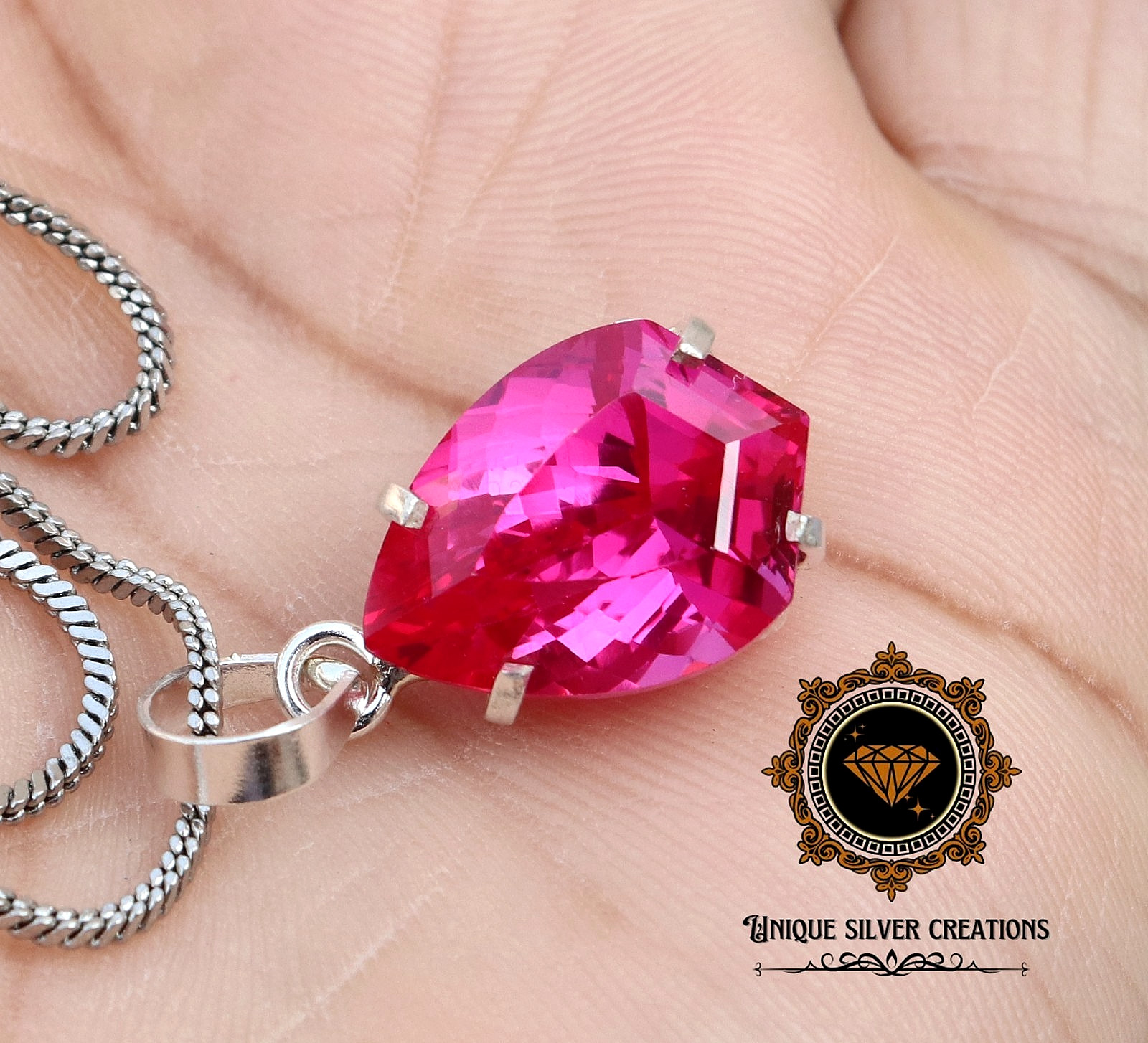 Natural Pink Ruby Solid 925 Sterling Silver Pendant Loose Gemstone 18.20 Ct