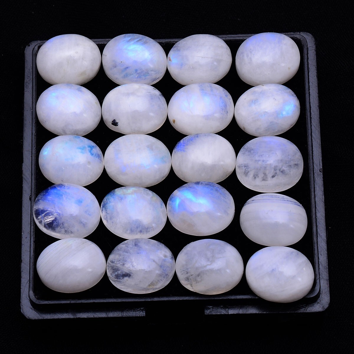 10 Pcs Natural Blue Shine Moonstone 11mm*9mm Oval Cabochon Untreated Gemstones