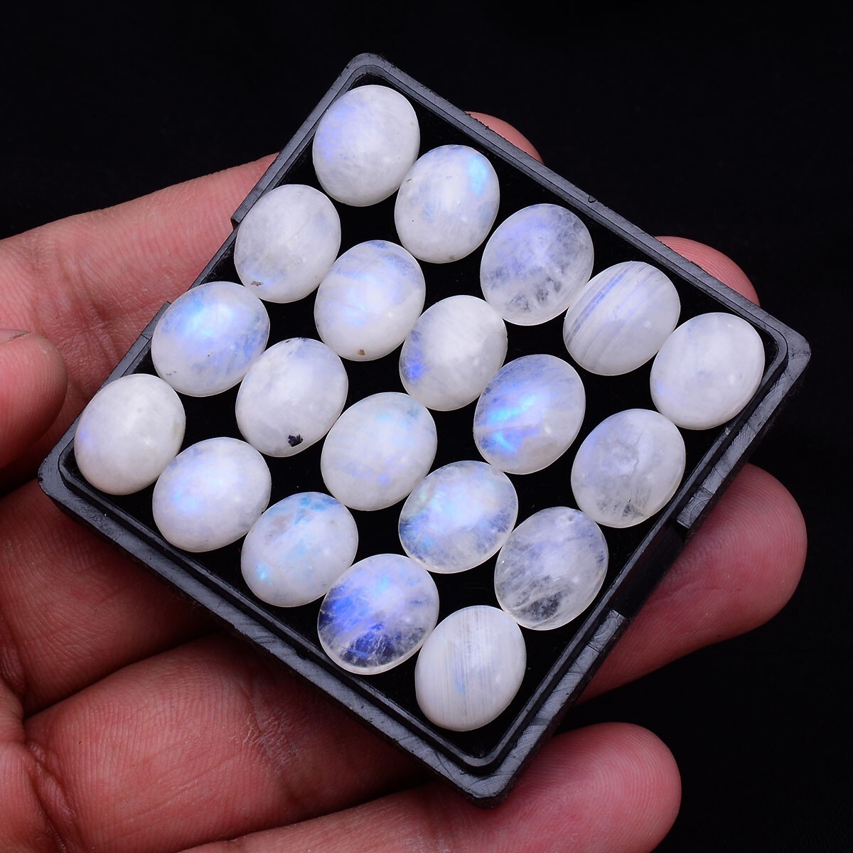 10 Pcs Natural Blue Shine Moonstone 11mm*9mm Oval Cabochon Untreated Gemstones