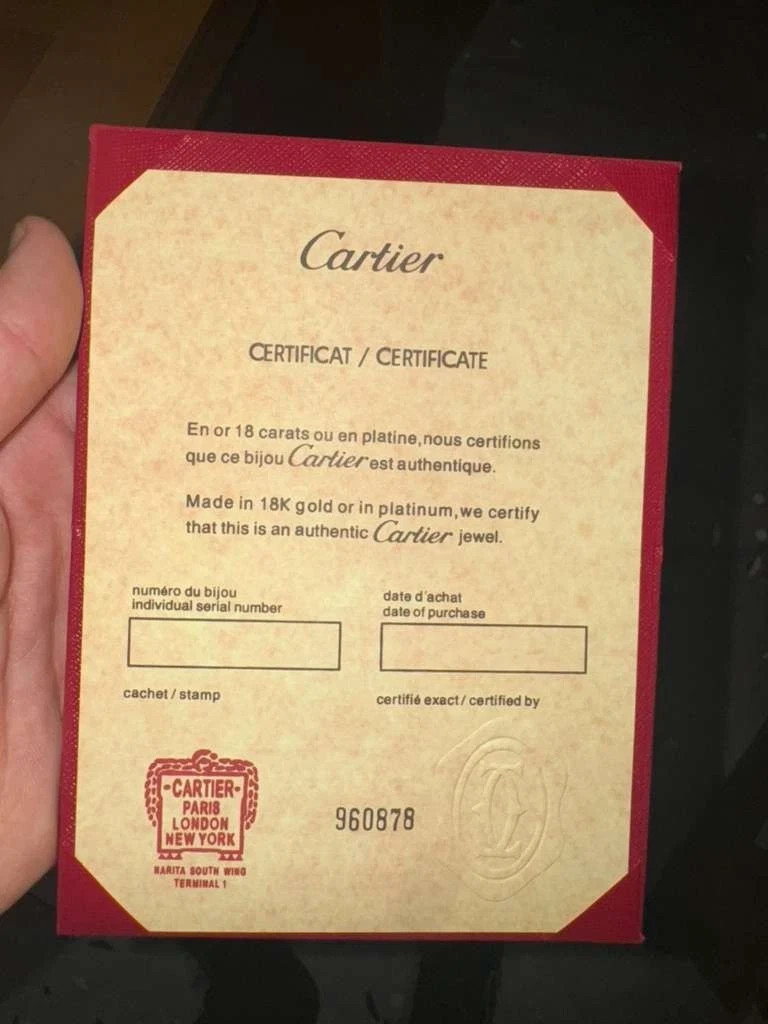 Cartier Red Bracelet Empty Jewelry Box Set with Certificate & Outer Box