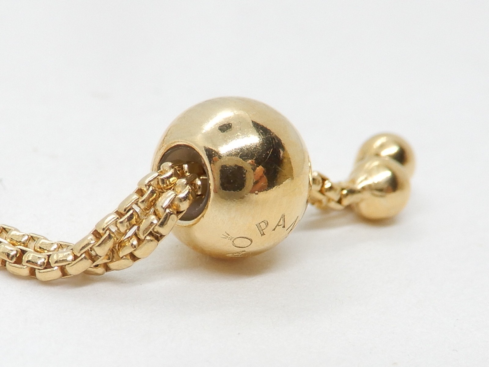 Authentic Pandora 18K Gold Plated Flower Stem Slider Bracelet 23cm 567917CZ-2