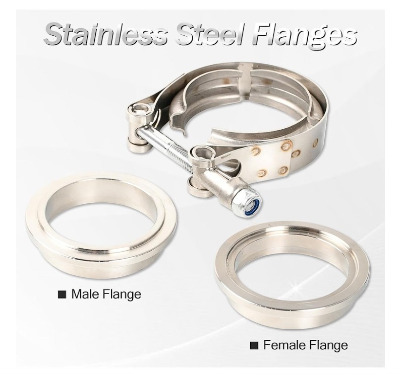 2 inch V Band Clamp with Male ＆ Female Flange, 304 Stainless Steel 2″ V 2 INCH
