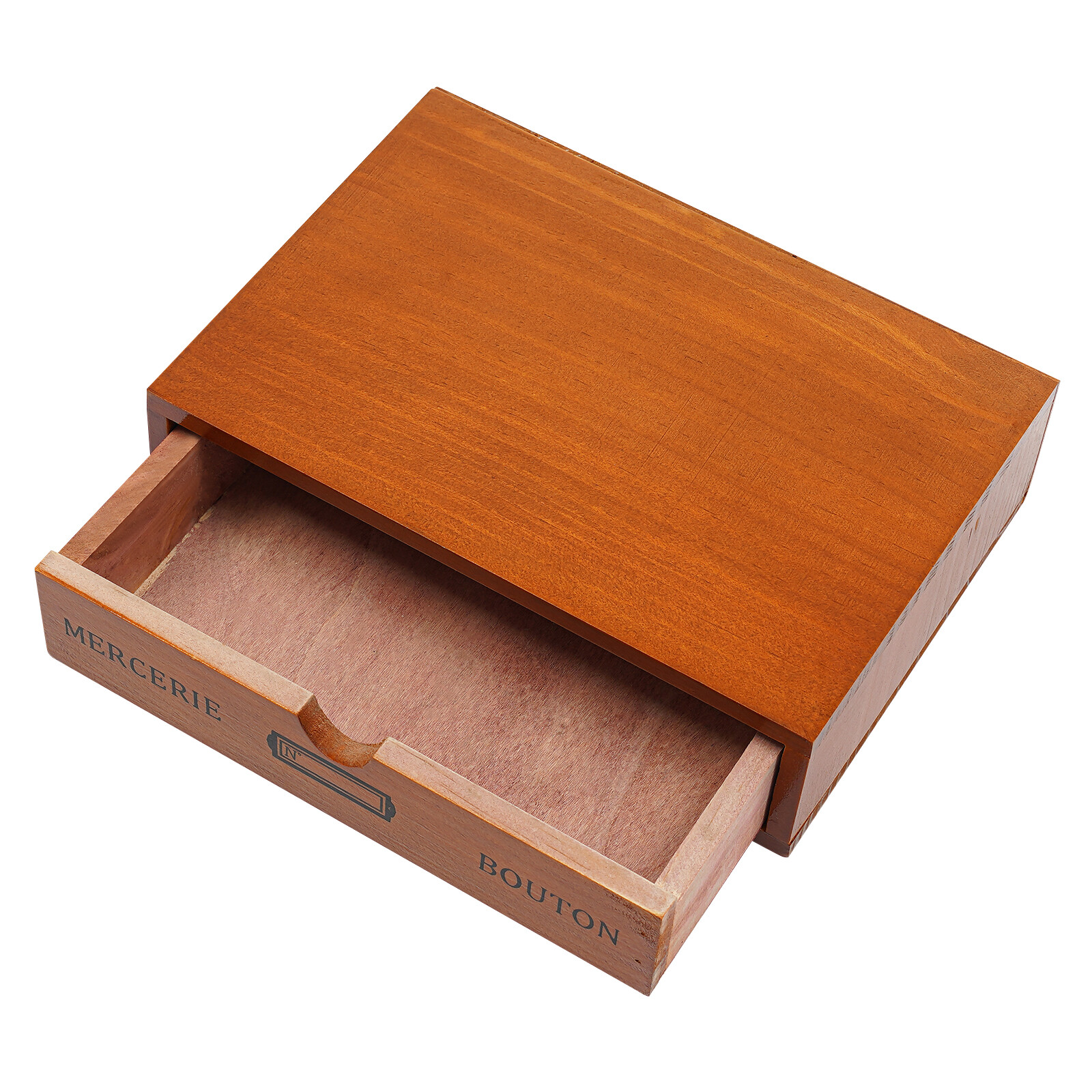 Single-Drawer Storage Box Table-Top Holder Case Wooden Desktop Jewelry Organizer