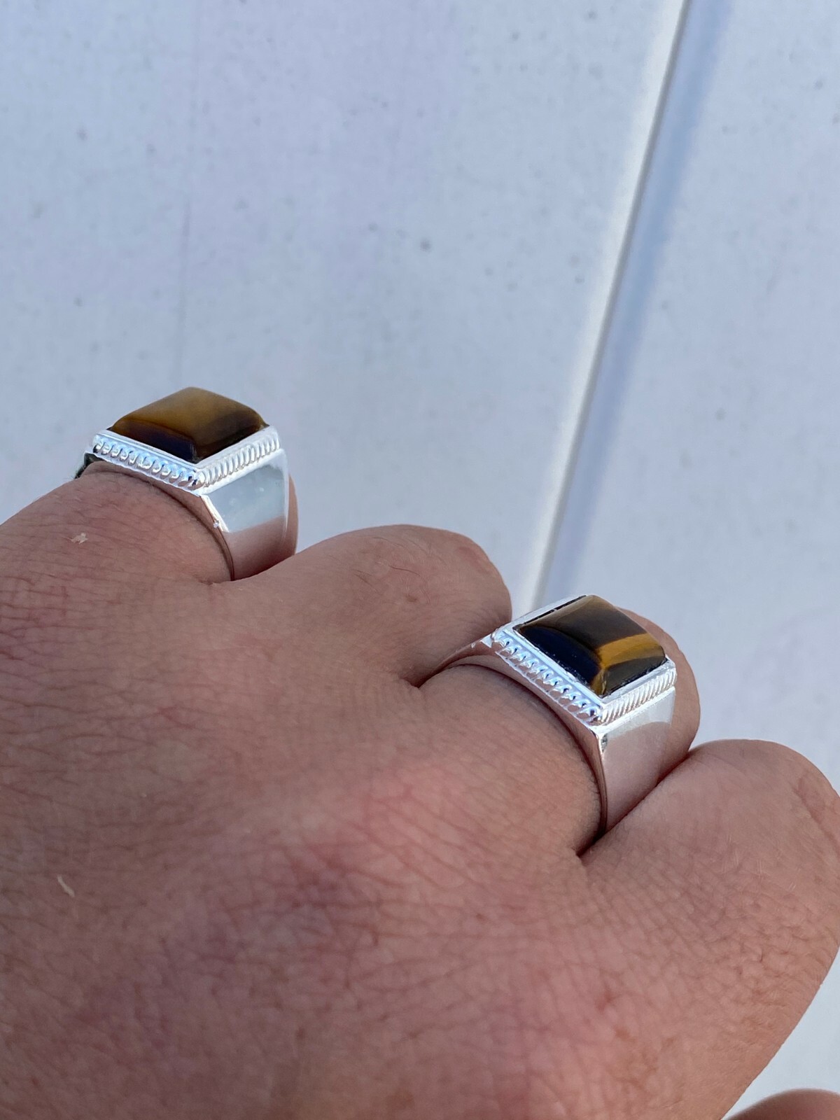 Real Mens Solid 925 Sterling Silver Tiger’s Eye Signet Ring Sz 7 8 9 10 11 12 13