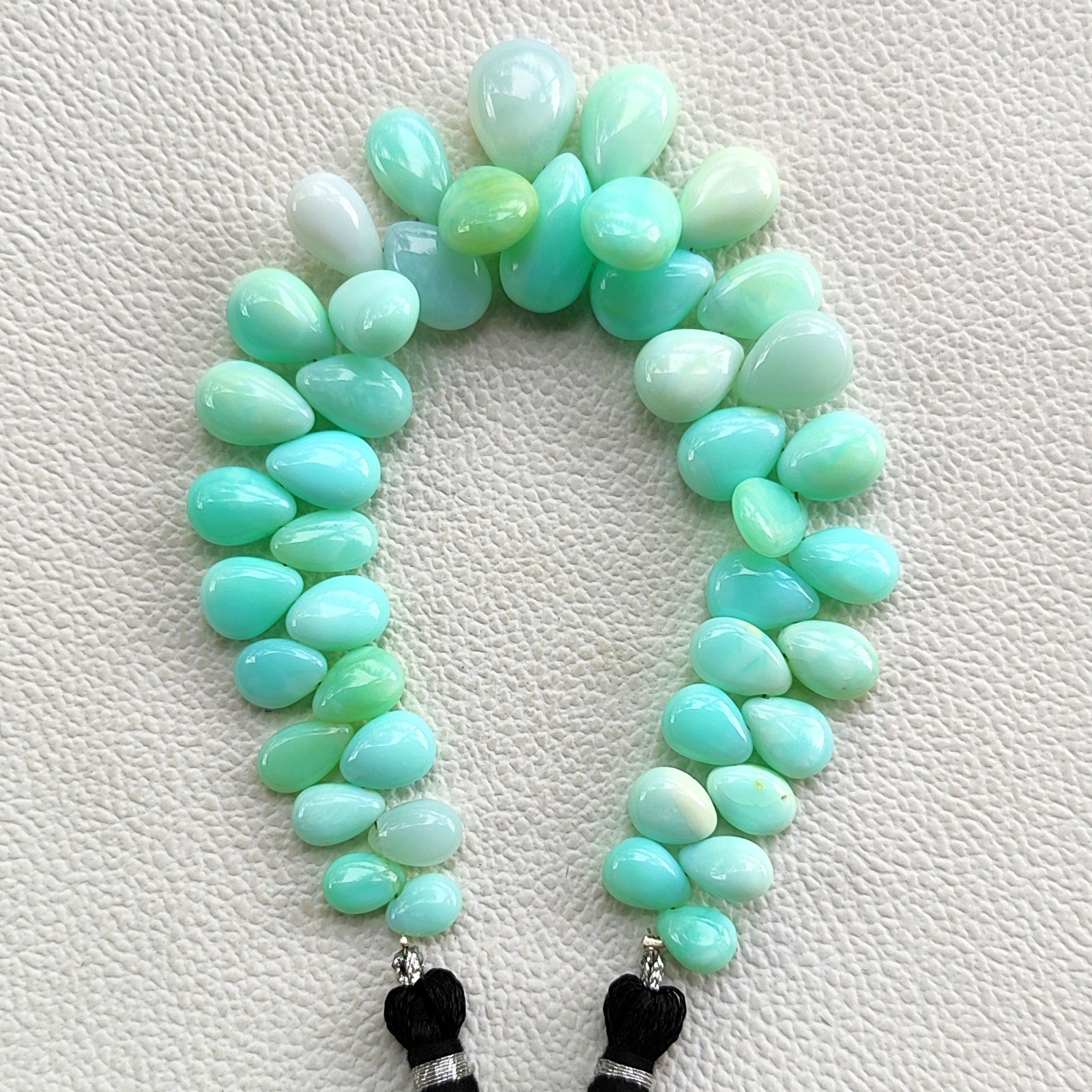 Natural Peru Blue Opal Smooth Pear Shape Beads 7×5-13x9mm Gemstone 7″ Strand
