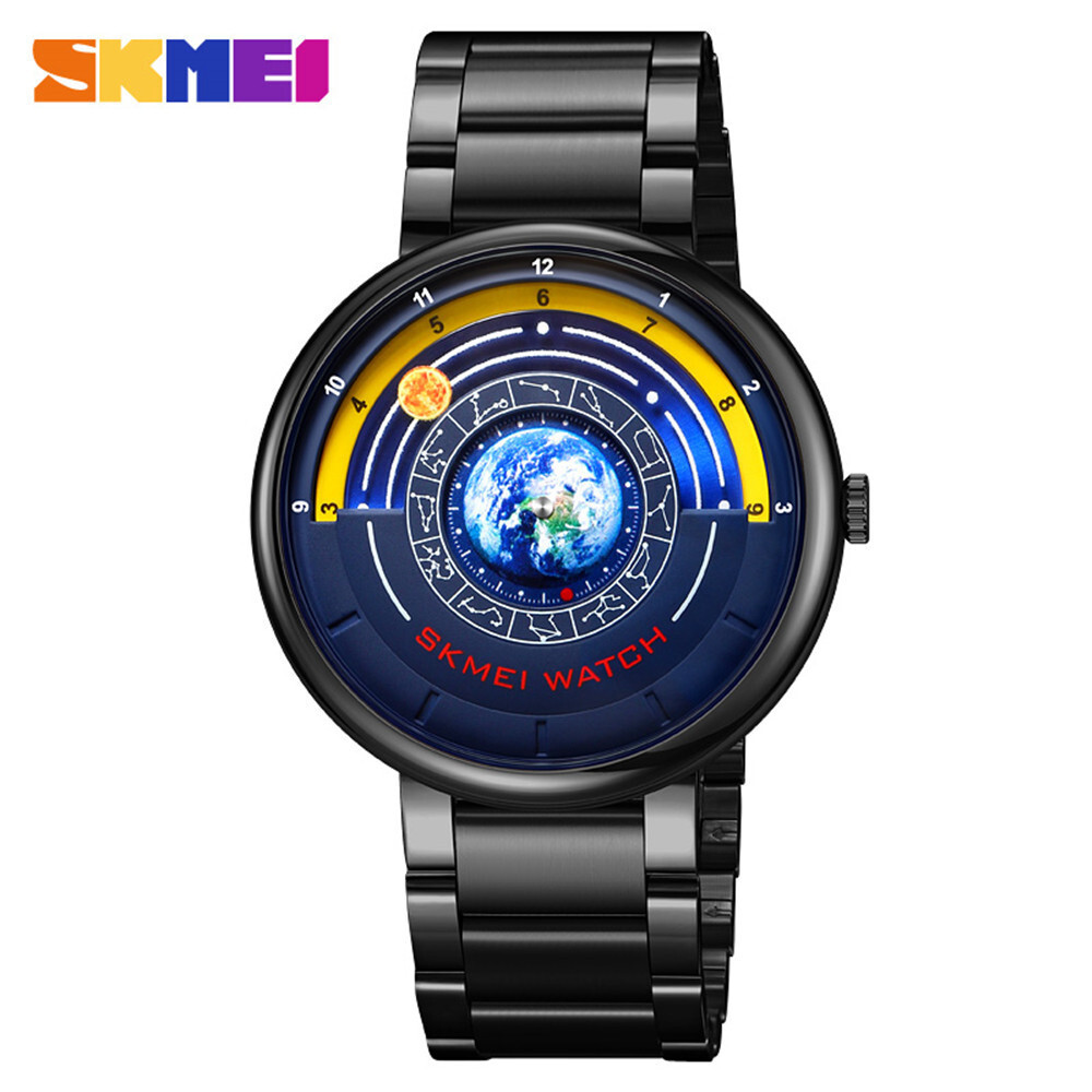 SKMEI Quartz Men Male Steel Blue Creative Casual Sport Wristwatch Watches
