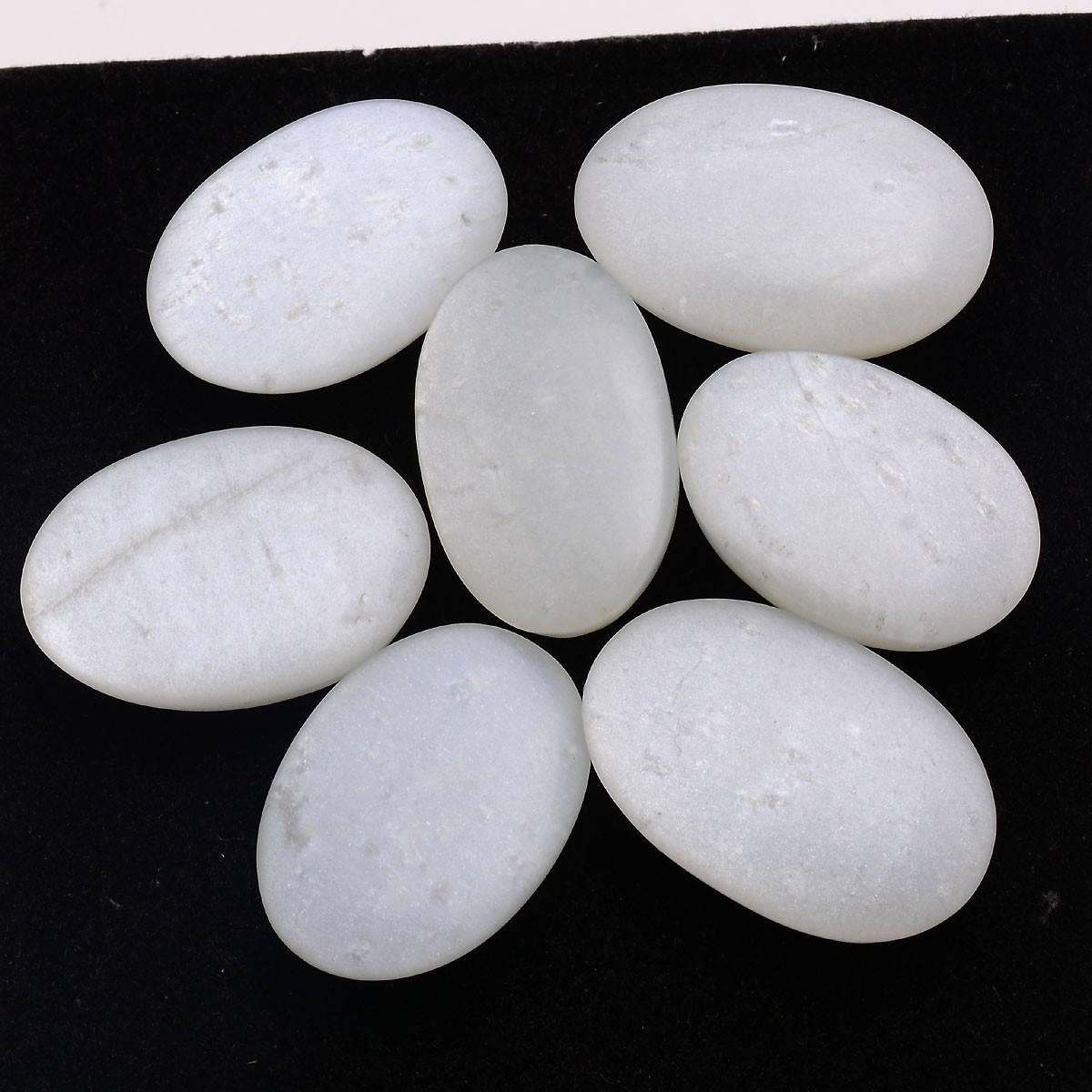 7 Pcs Natural White Moonstone 25mm-29mm Oval Cabochon Untreated Gemstones Lot