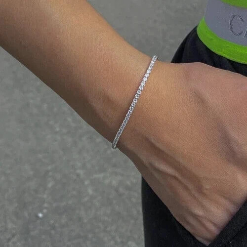 2.80Ct Round Cut Natural Diamond Tennis Bracelet 14k White Gold Certified IJ/SI