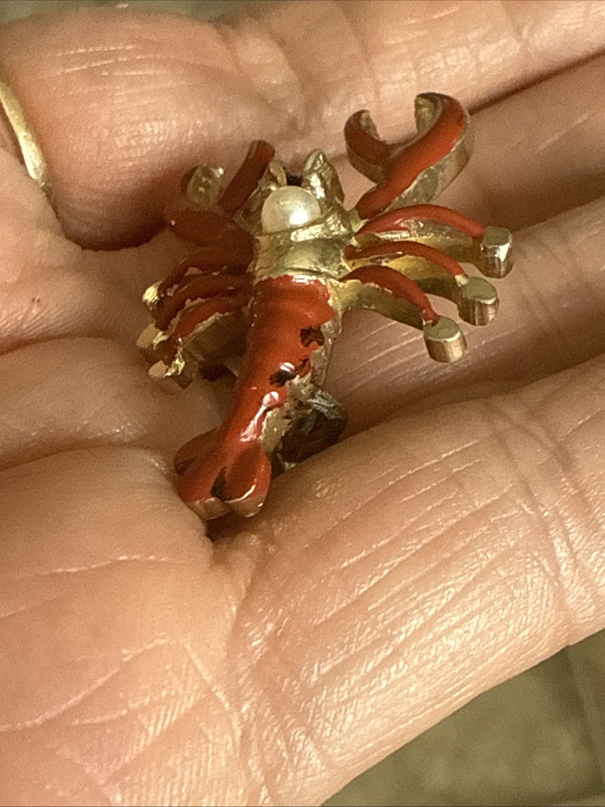 Lobster Brooch Vintage Pin Nautical Retro Jewelry Japan Pearl Summer Shore Crab