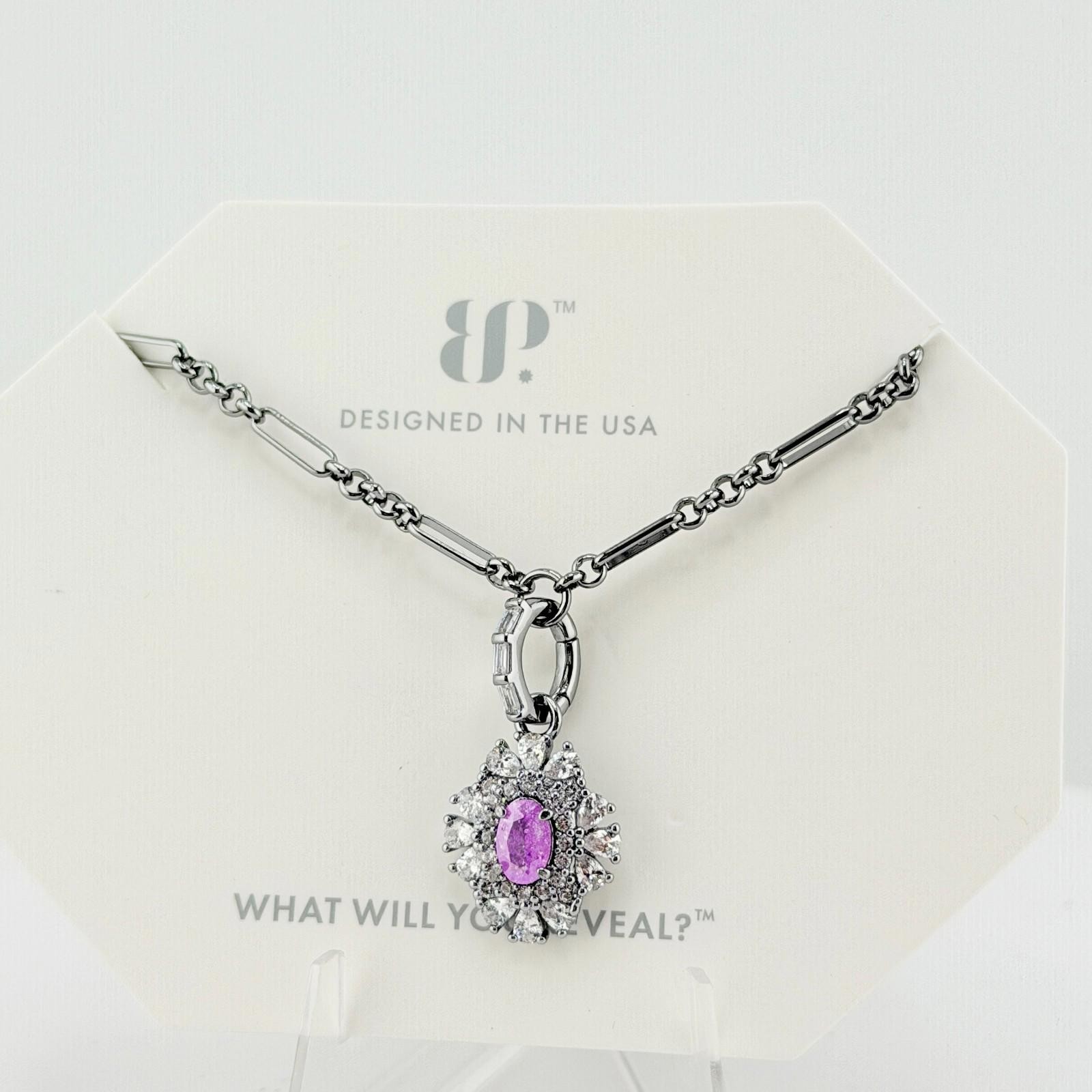 Bomb Party Necklace “Sparking A Memory” Lavender Ice Crystal on Hematite