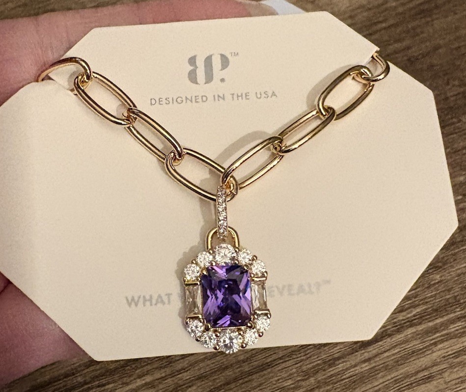 Bomb Party Necklace *Golden Hour Bliss* Purple Topaz On Gold Plating NK59516