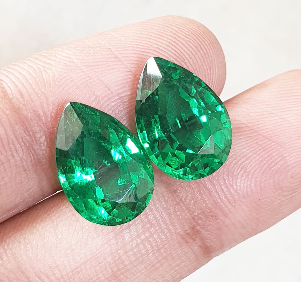 21 Ct Gorgeous Green Zambian Emerald Matching Pair Pear Cut AAA Loose Gemstone