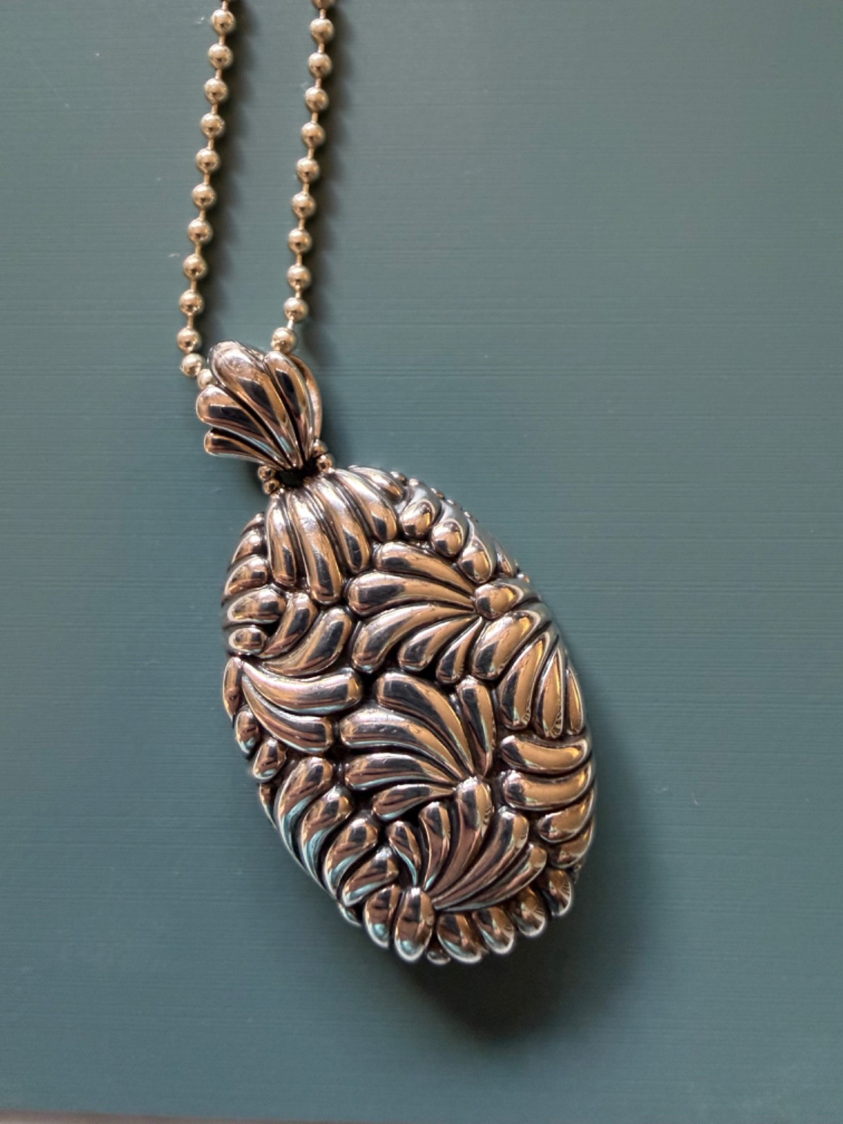 Lagos Soiree Floral 925 Sterling Silver Pendant with 32 inch with Beaded Chain