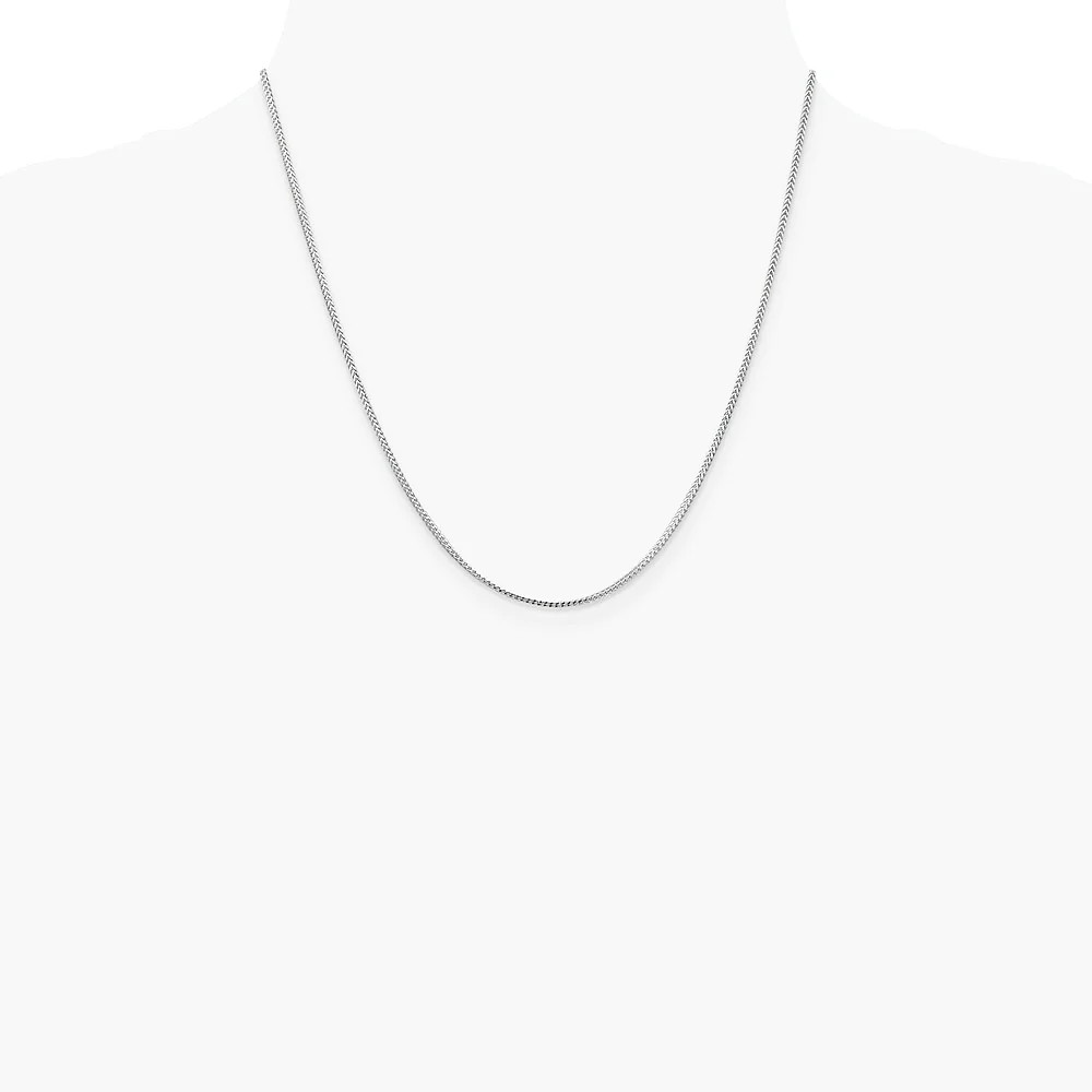 14K White Gold 1.1mm Franco Chain Necklace 16″-24″