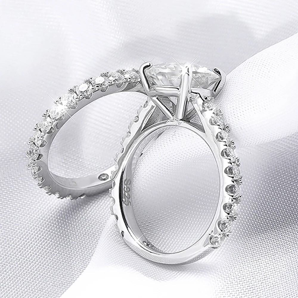 5Ct Dazzling Moissanite D/VVS1 Wedding Bridal Ring set 925 Silver Size 4-10 WG