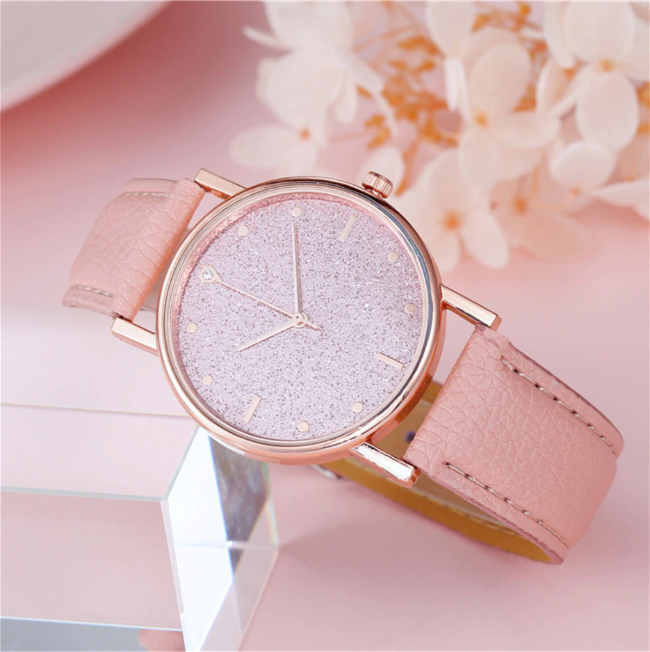 Ladies Sparkle Pink Wrist Watches – Women Quartz Analogue Casual Watch