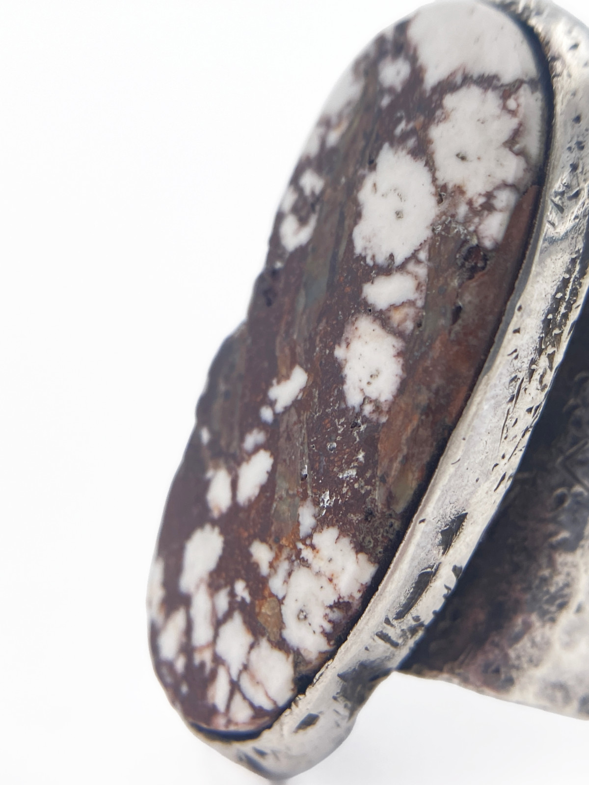 Wild Horse Jasper Sterling Silver Statement Ring Size 5 Brown White Artisan
