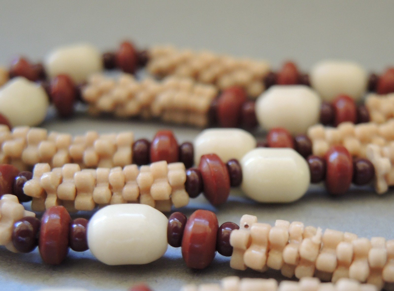 Vintage Czech Glass Necklace Lot 3 Faux Tiger Eye Snake Beads Satin Brown