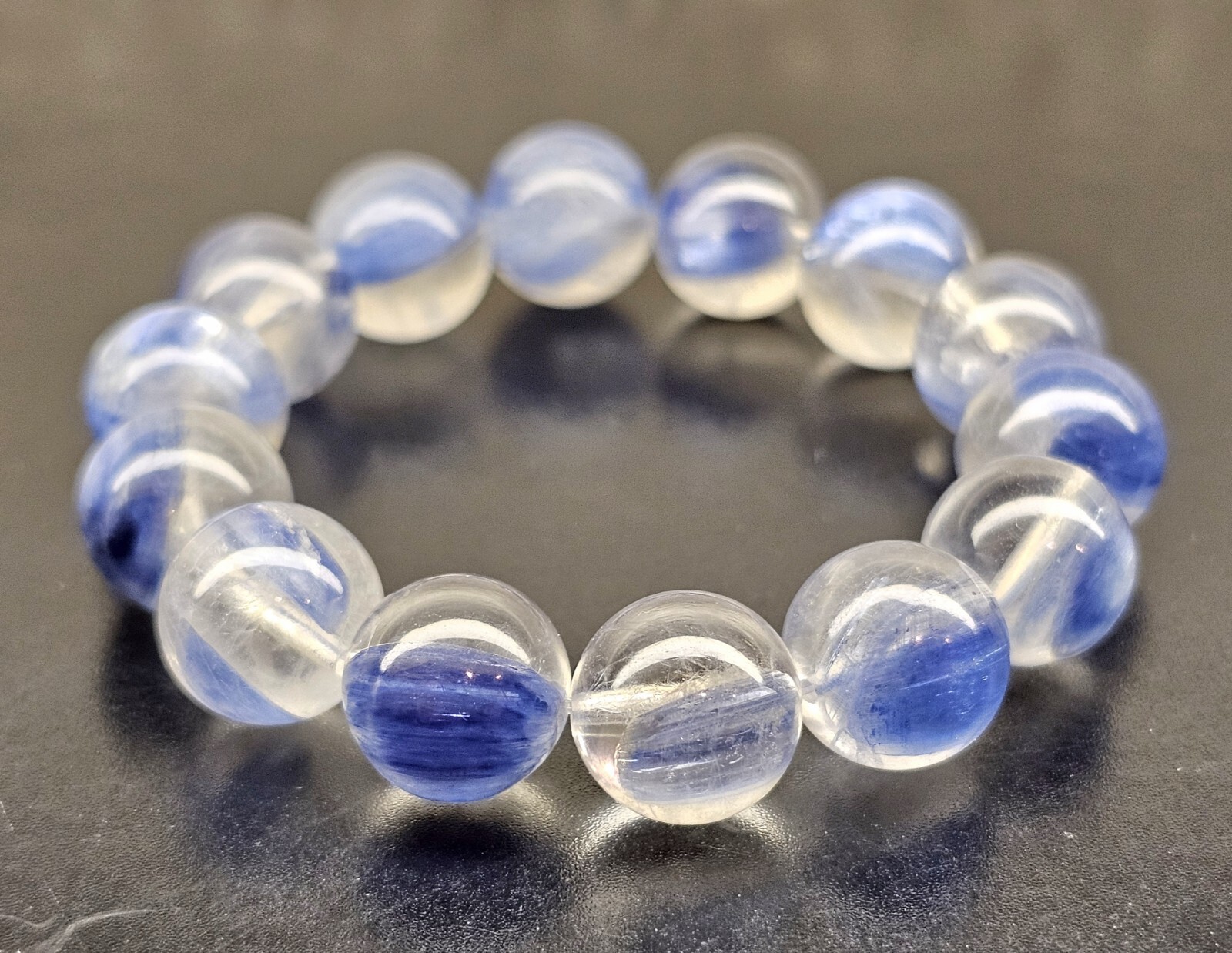 Rare Top Quality Icy Blue Kyanite Beads Bracelet 13.4mm