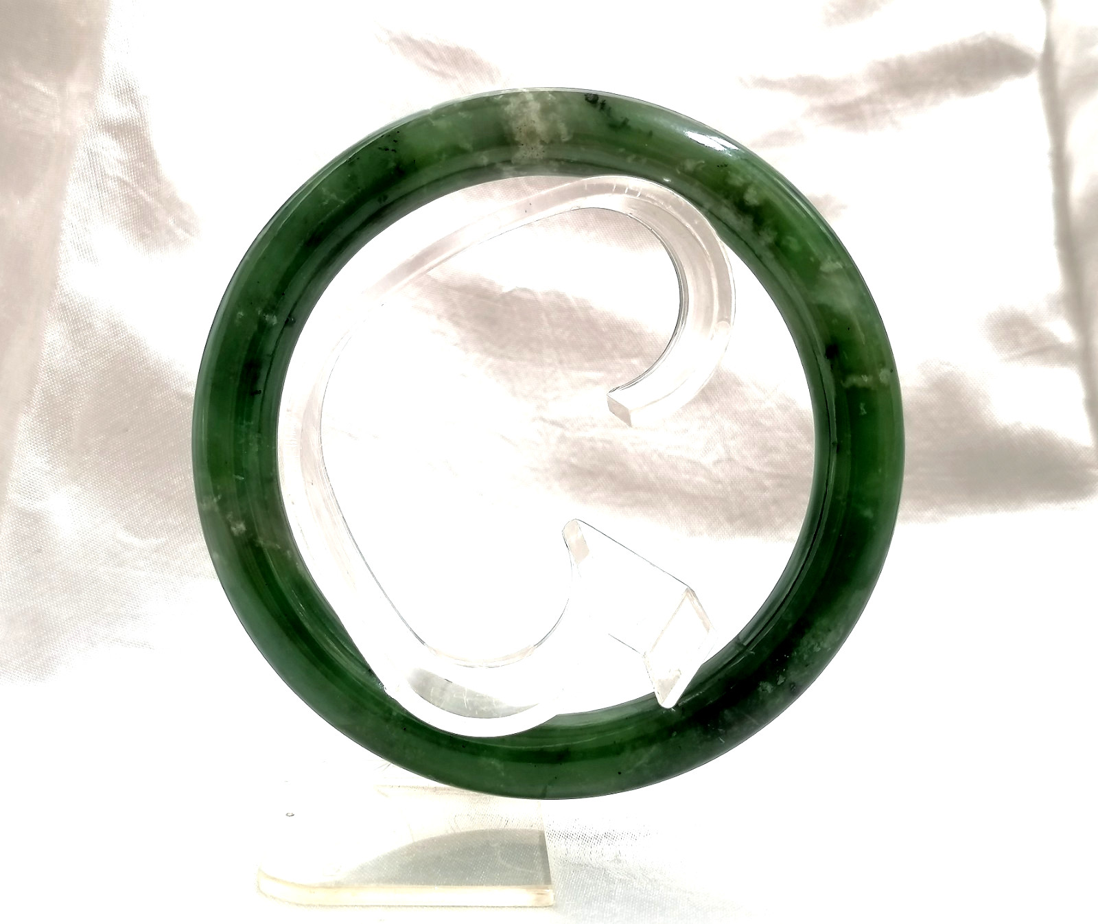 BEAUTIFUL ANTIQUE AUTHENTIC GREEN JADE RING BRACELET, CHINA, 1900.