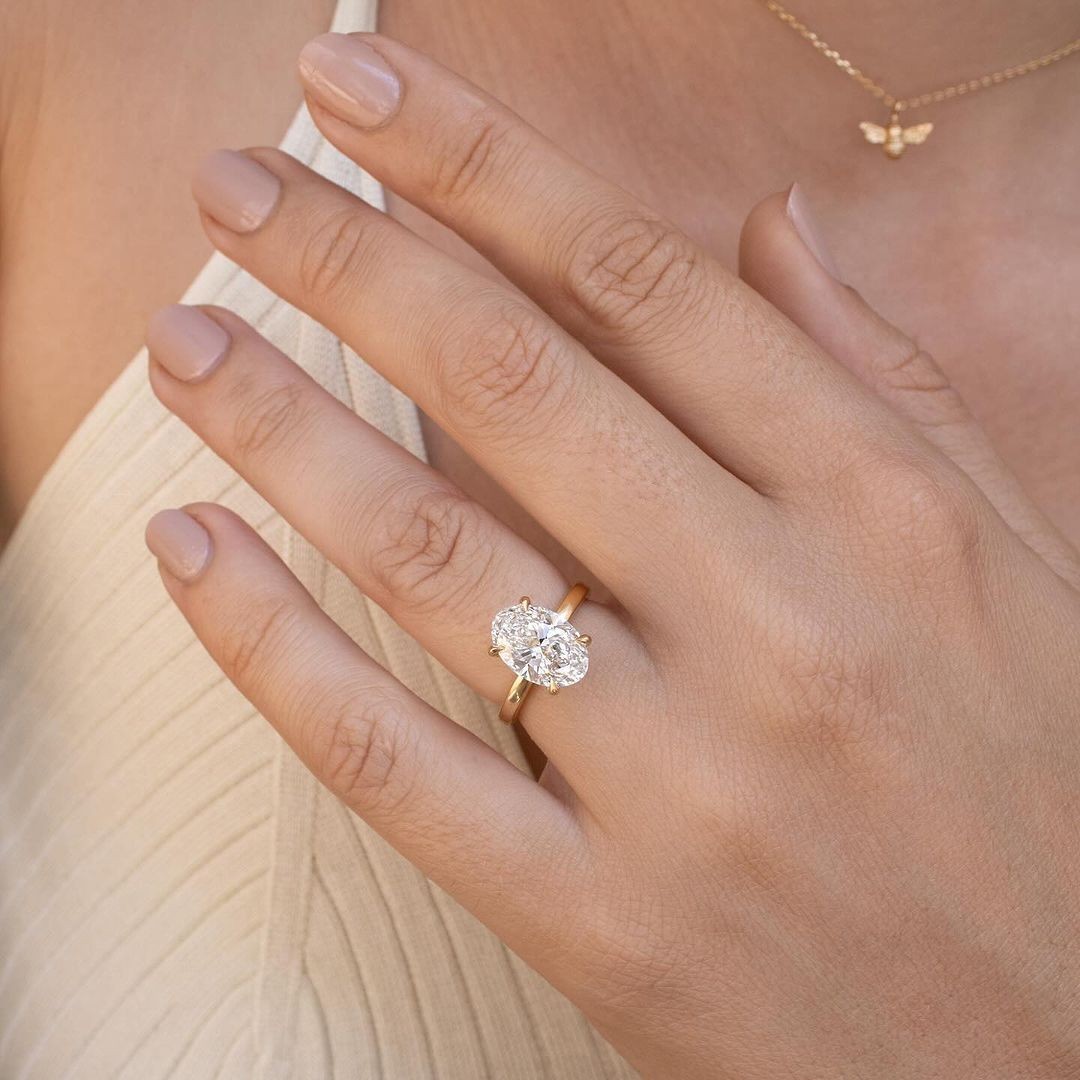 Oval Cut Moissanite Hidden Halo Ring 925 Sterling Silver Engagement Ring