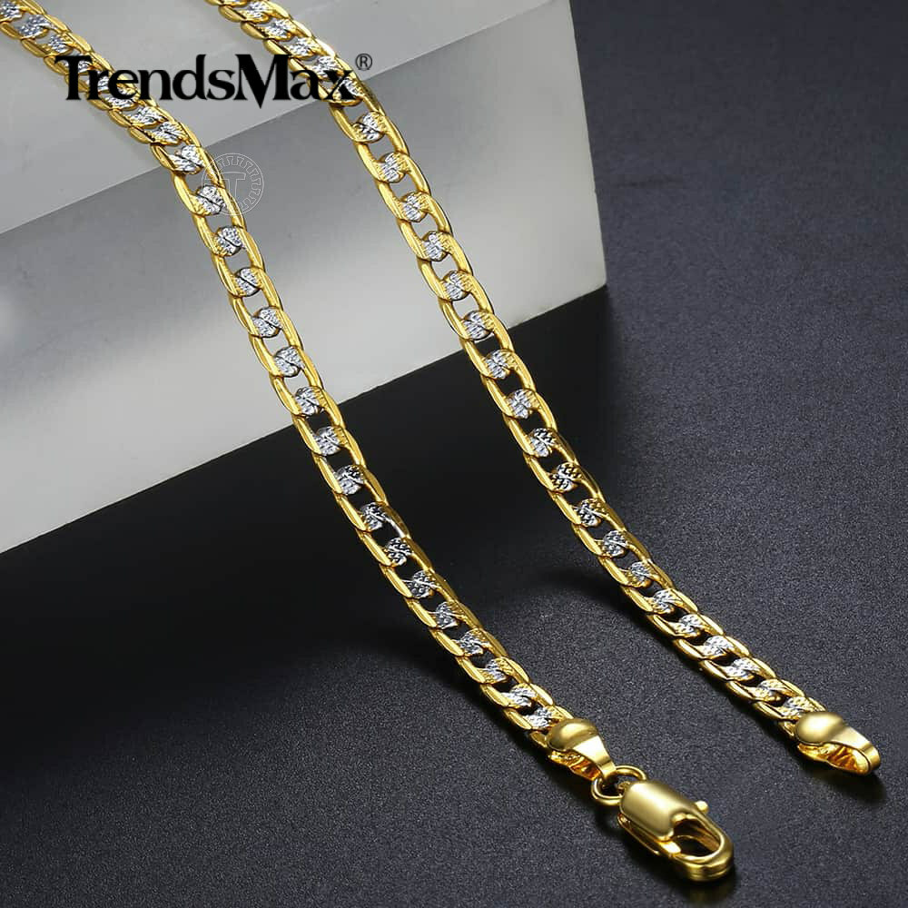 Womens Mens 4mm Diamond-Cut Curb Cuban Link Gold Plated Chain Necklace 8″-36″