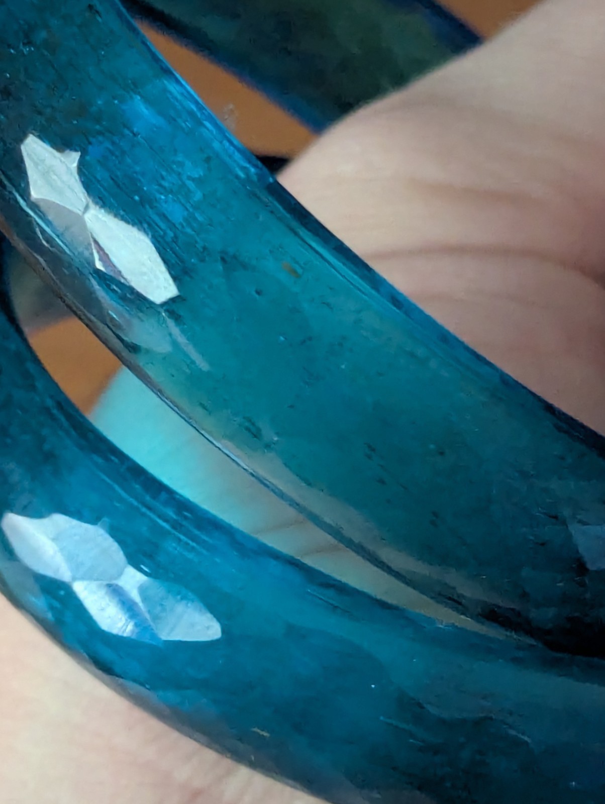 Blue Polished Hydroglass Topaz Bracelet Bangle 61mm (single one)
