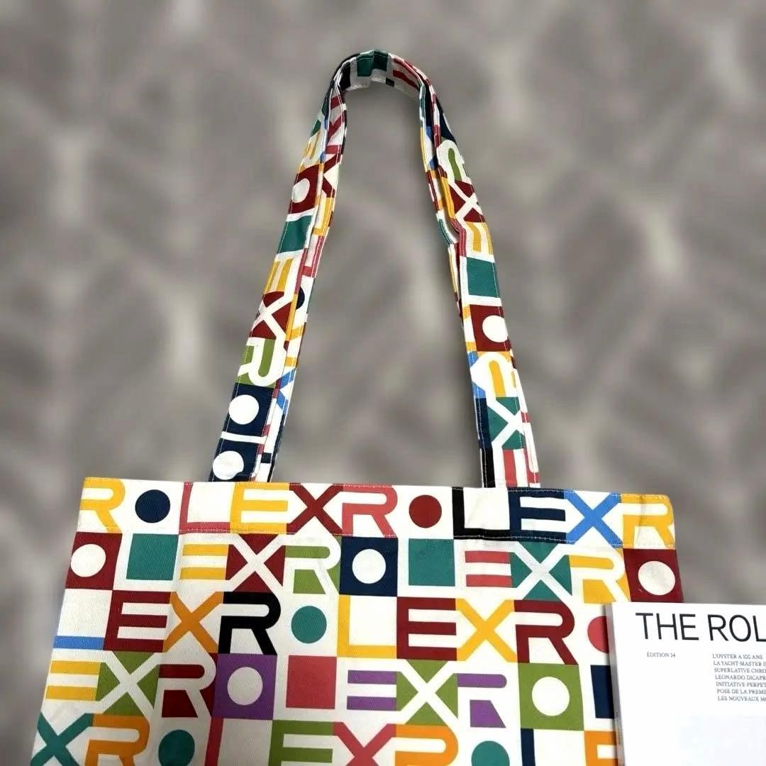 Rolex Jubilee Motif Canvas Tote Bag Multi-Color Logo Novelty Rare VIP Gift Rare
