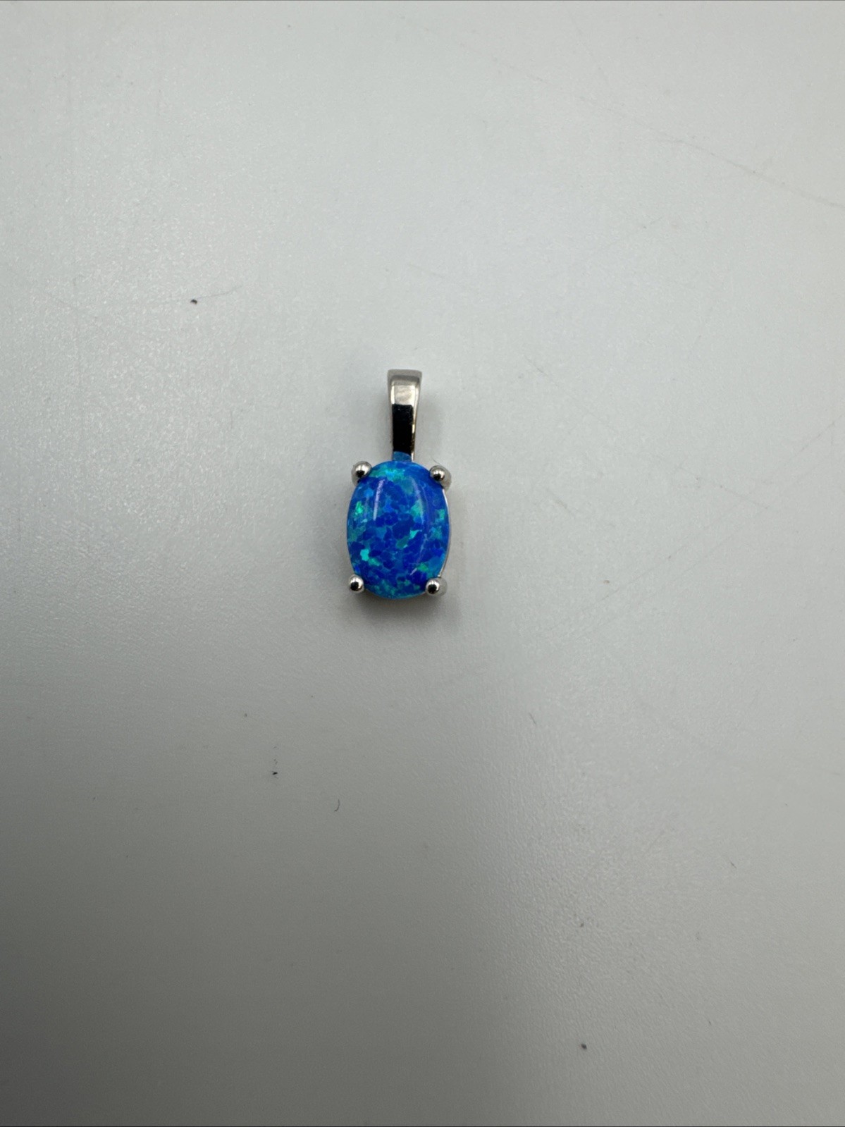 Sterling Silver 925 Blue Opal 13.21mm Pendant 1g
