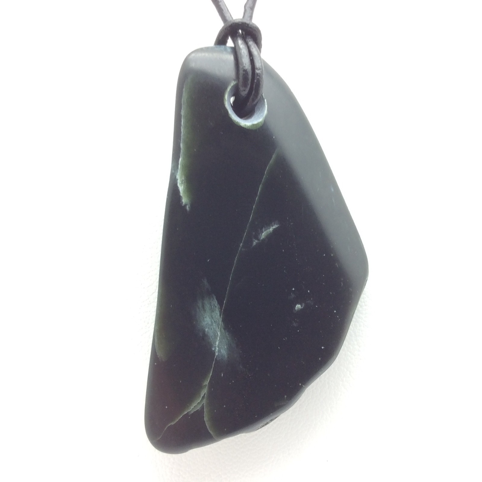 Wyoming Jade Pebble Pendant Dark Olive Green Nephrite Jade Stone Necklace WY #64