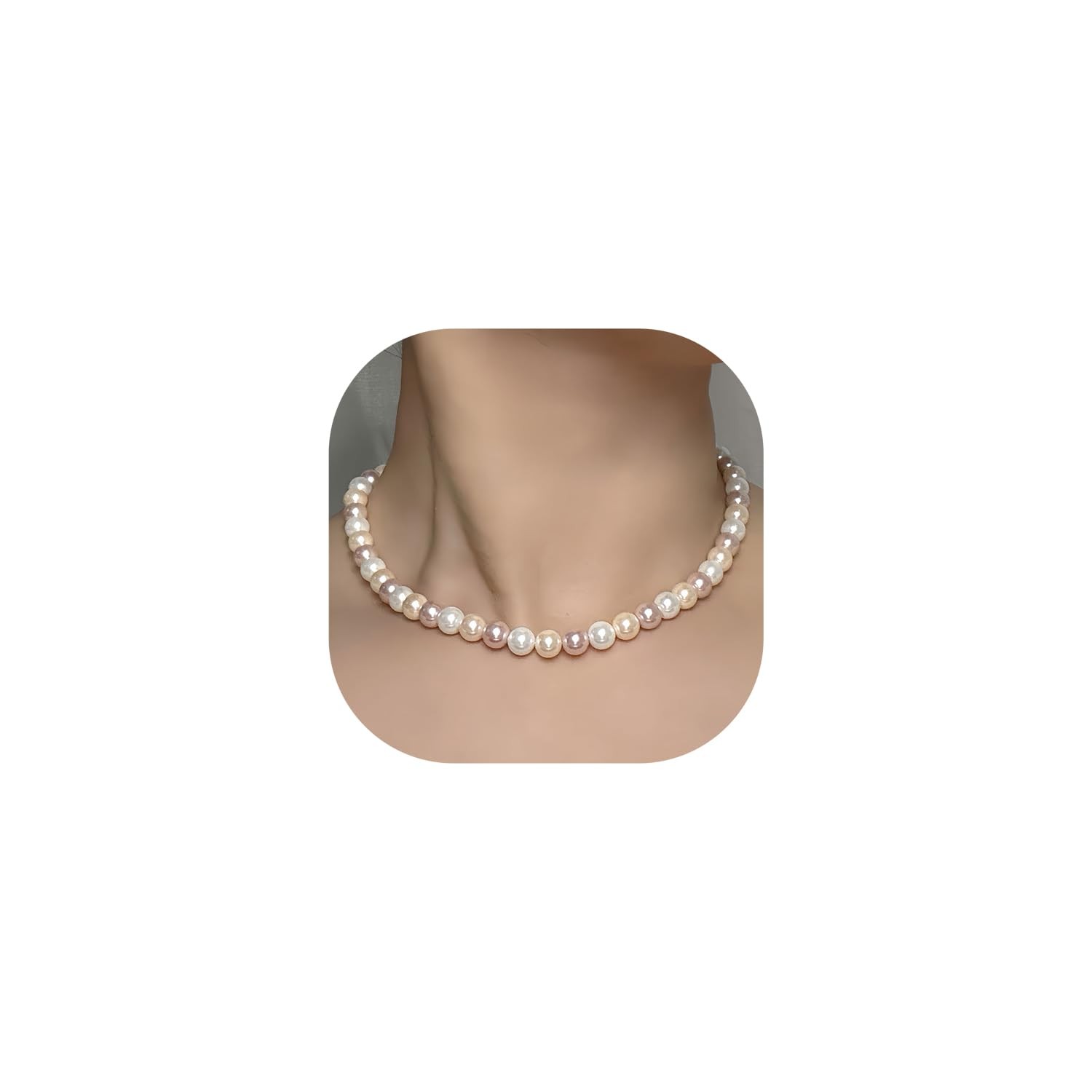 Pearl Choker Necklace for Women Pearl Beaded Necklace Colorful Pearl Neckla – 01