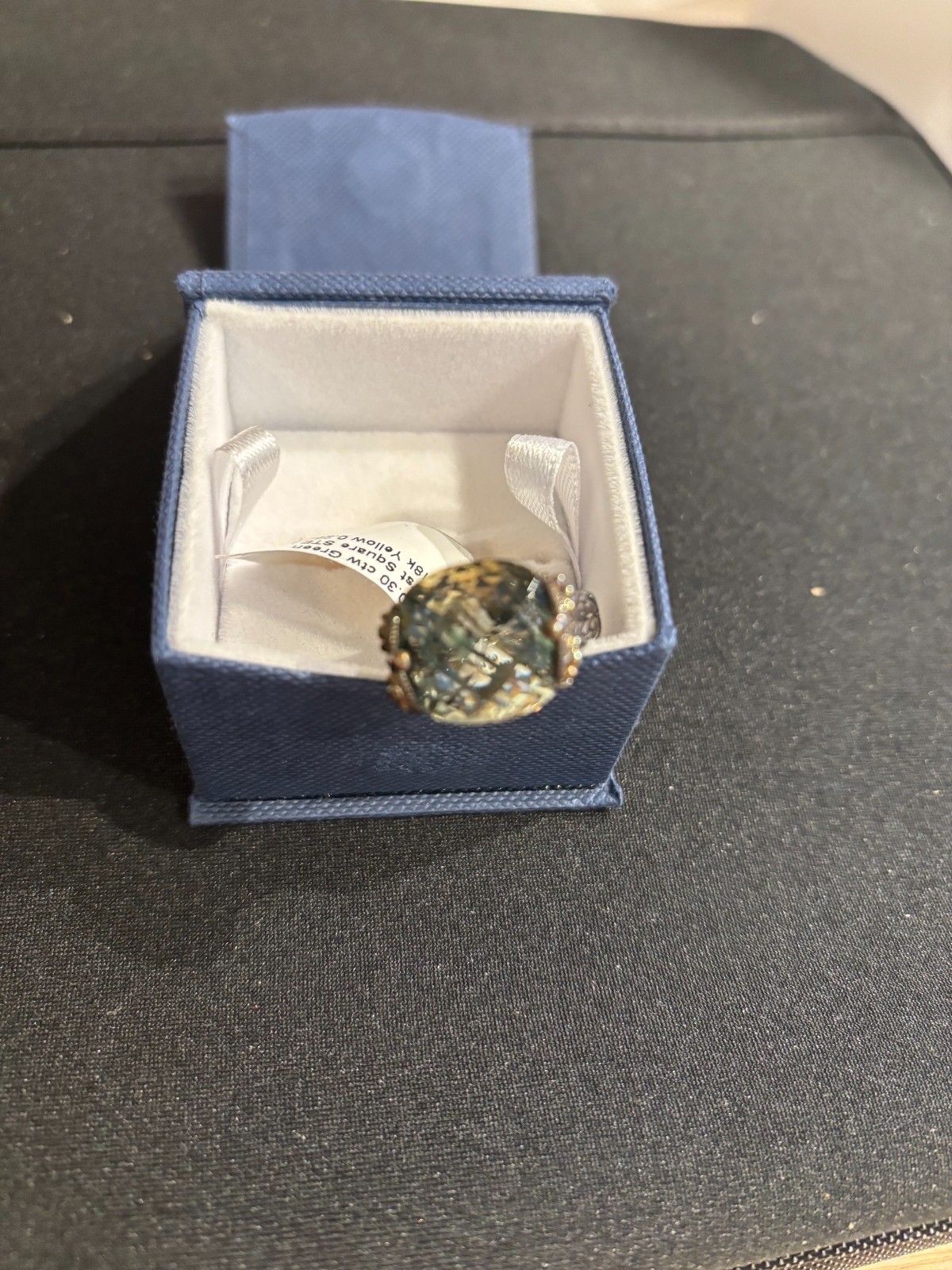 Effy Green Amethyst Cocktail Solitaire Ring Sterling with 18k Gold Accent