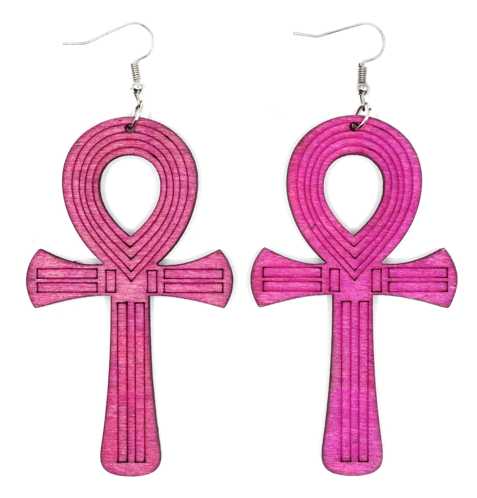 TB Colorful Wood Anka Ankh Cross Life of Symbol Fashion Jewelry Women Earrings