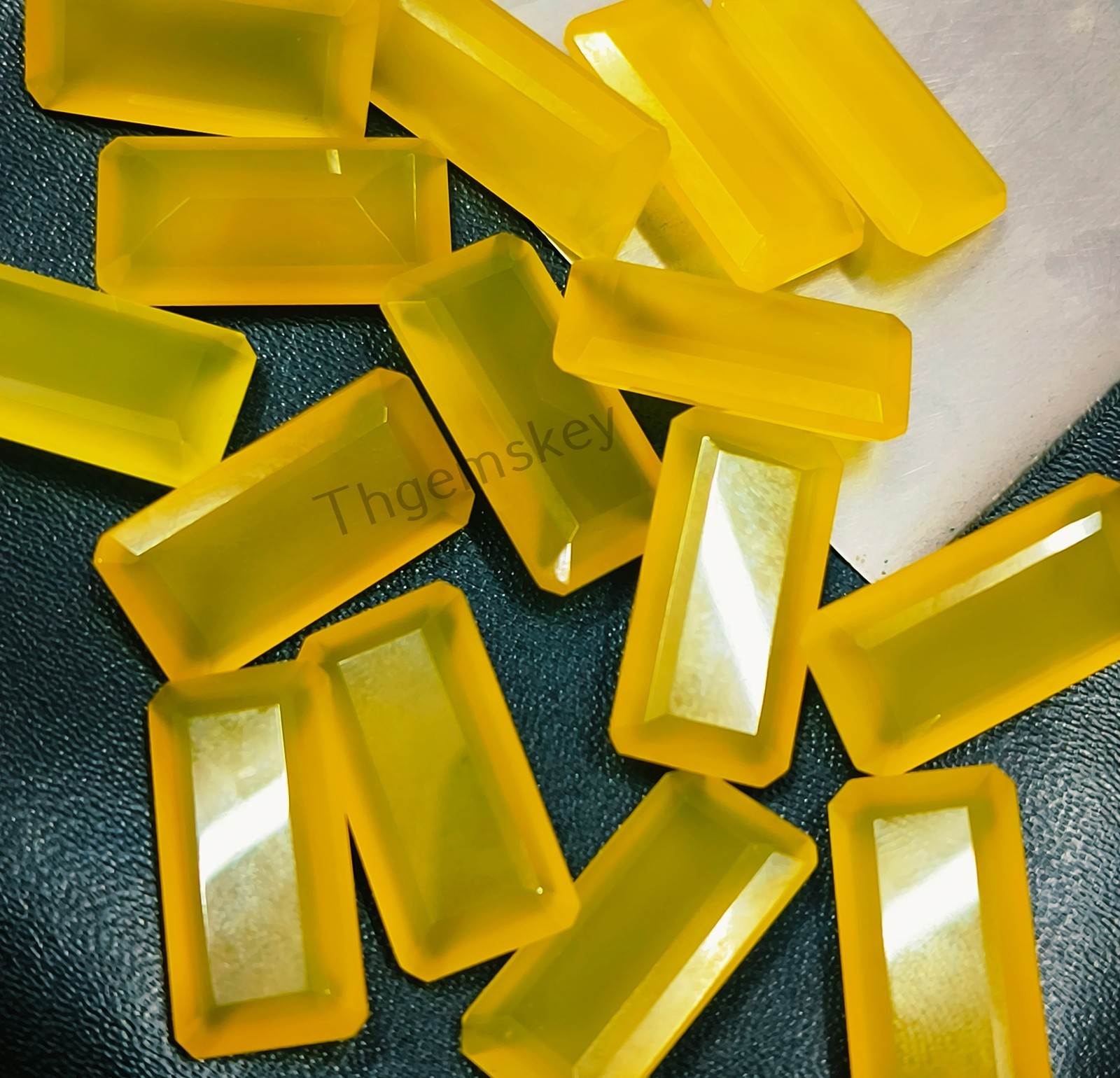 Natural Yellow Chalcedony Faceted Cut Long Octagon Gemstone 6x12mm-15x30mm