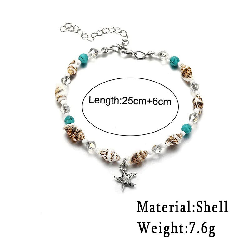 Women’s Anklet Jewelry Foot Chain Shell Beaded Barefoot Beach Starfish Bracelet