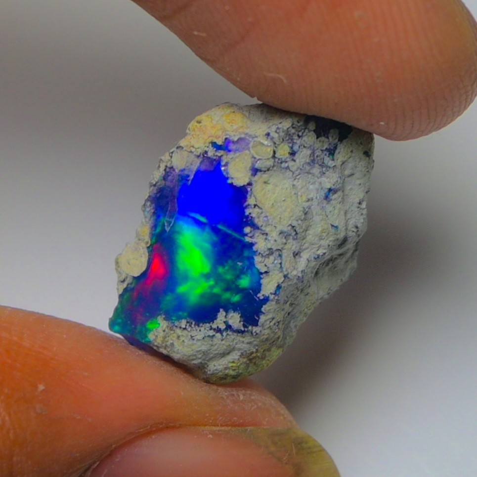 Blue Ethiopian Opal Rough 6.45 cts Smoked Black Opal Raw, Fire Opal