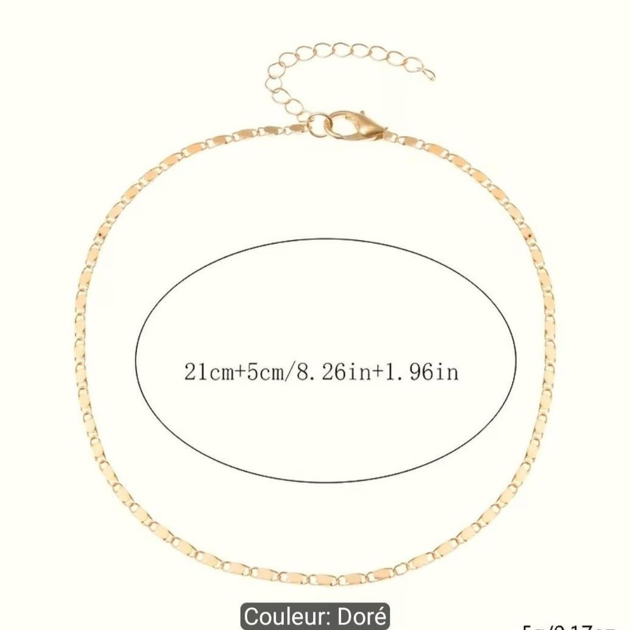 Gold Tone Stainless Steel Link Chain Anklet Adjustable Lobster Clasp 8.26in