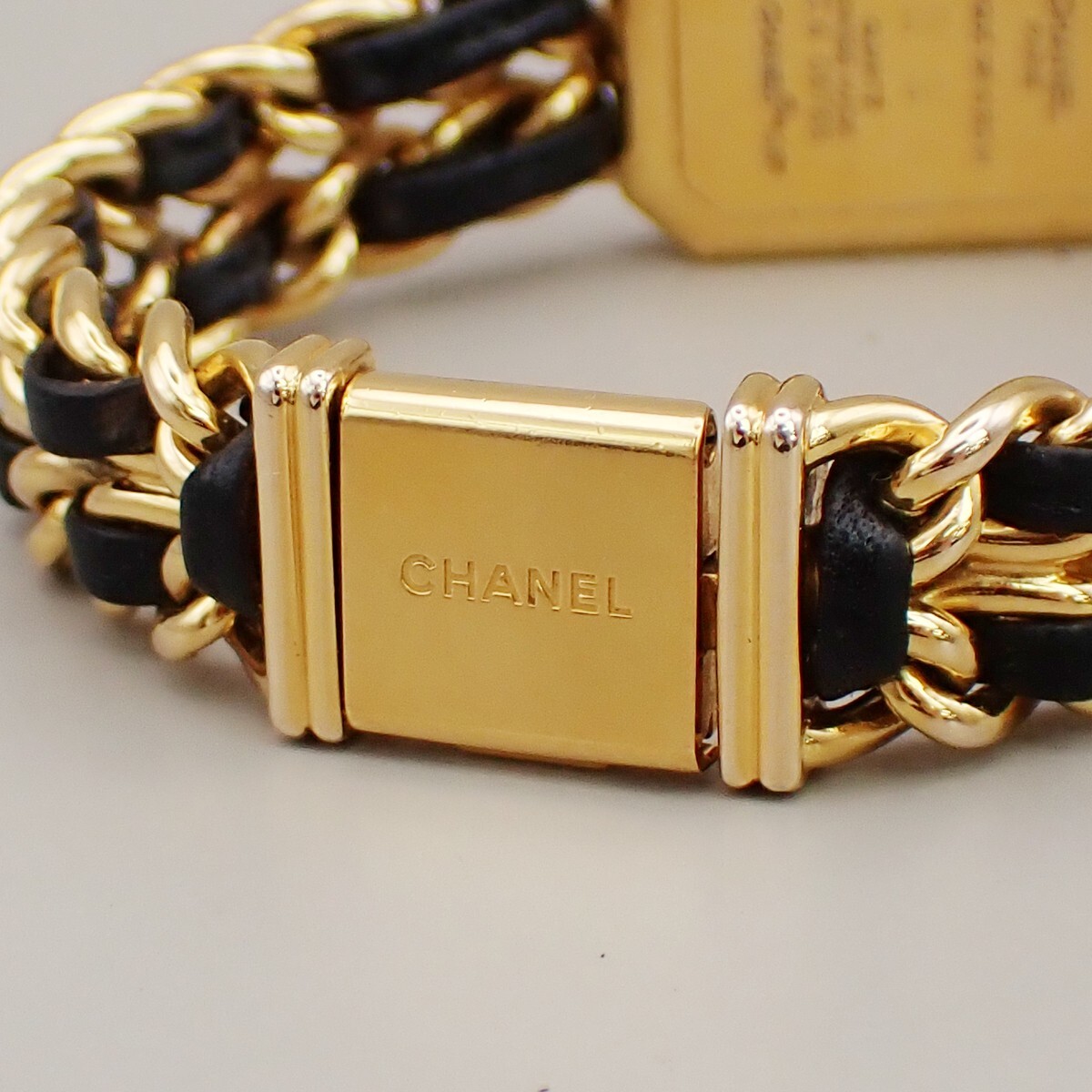 CHANEL Logo Premiere Watch H0001 # L Quartz Gold Plated Leather GHW 690RK949