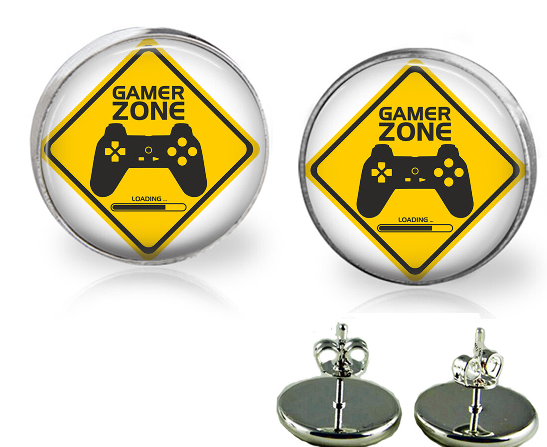 Gamer Zone Video Games Glass Top Stud Earrings In 2 Sizes Handmade Gift