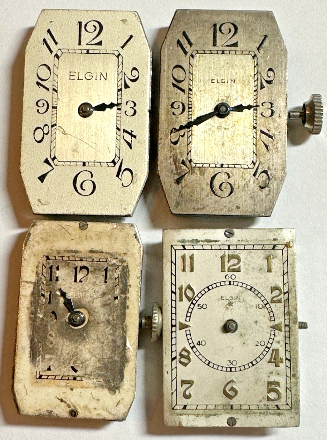 LOT of 4 Vintage ELGIN 15J Movements 482 484 For Parts / Repair