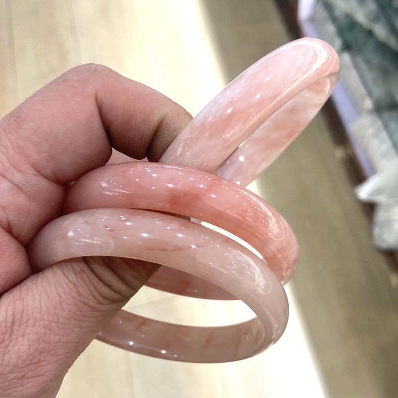 Certified Natural Grade A Pink Peach Blossom jade jadeite Bangle Bracelet