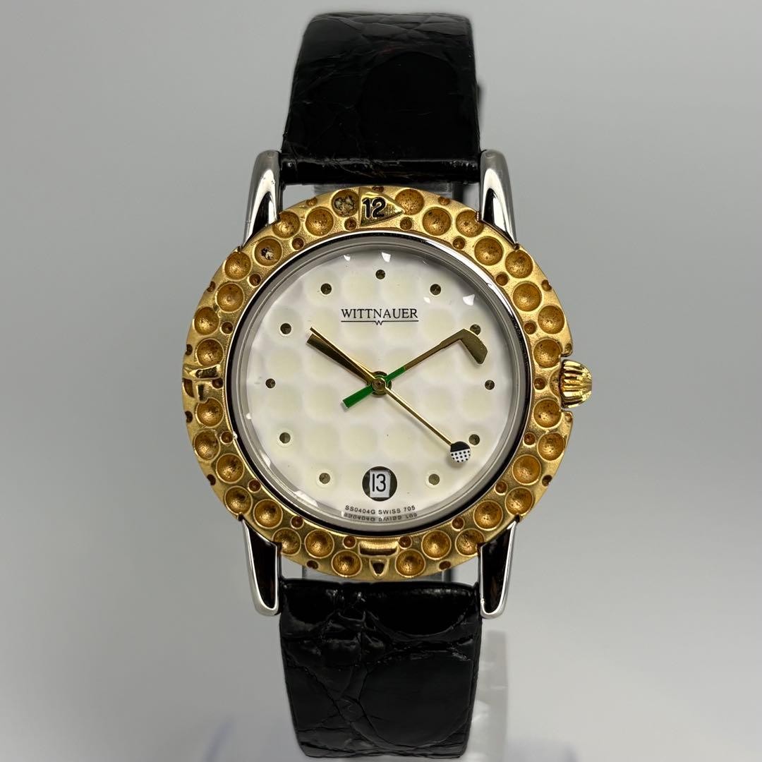 Rare WITTNAUER 1980s Quartz Watch Golf Club Hands Dimple Dial New Battery Tested