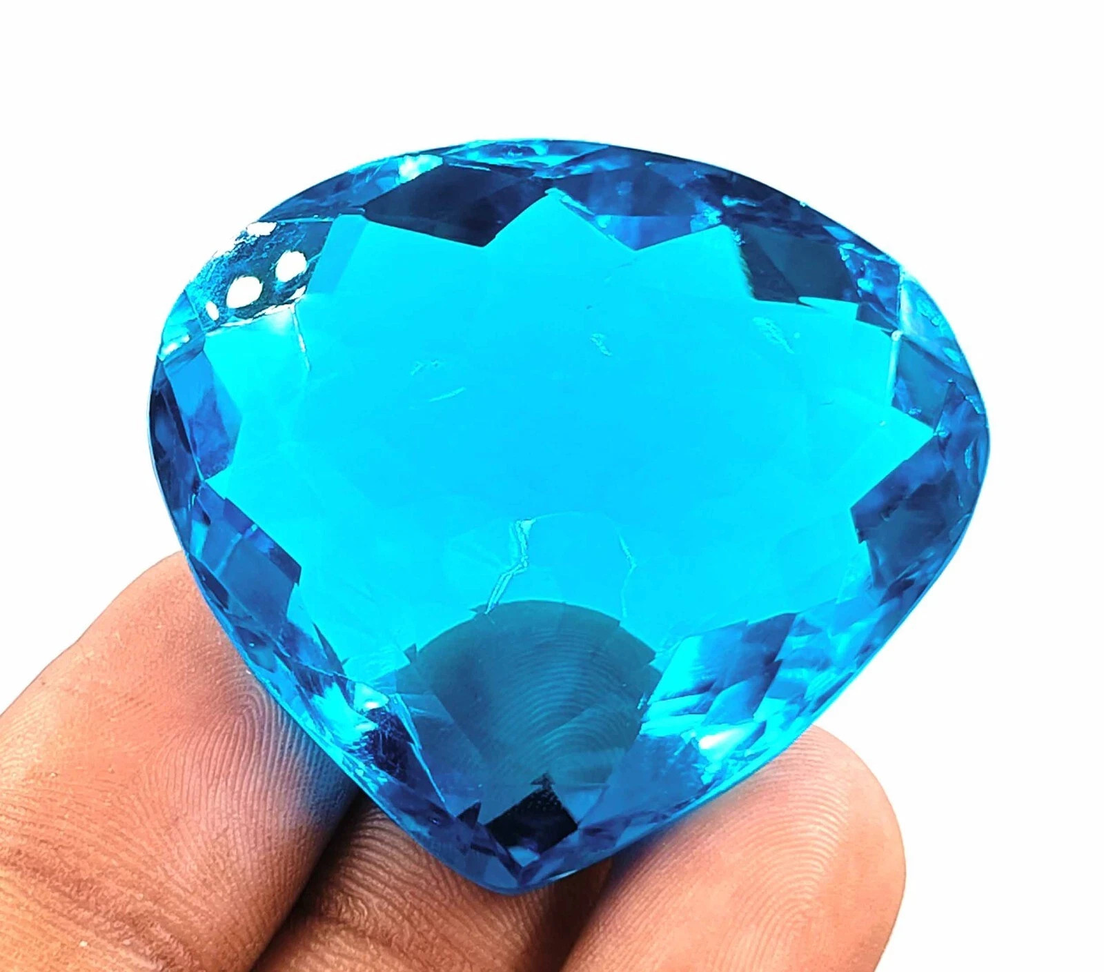 AAA Certified 76.75 Ct Shinny Natural Blue Topaz Loose Pear Cut Gemstone